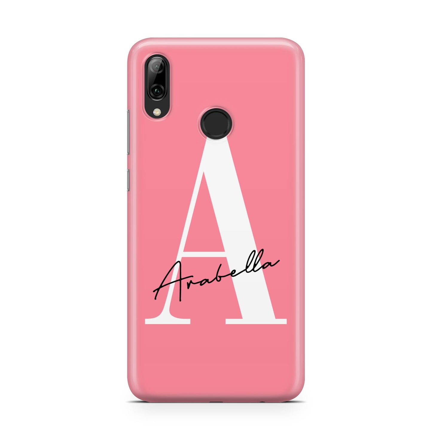 Personalised Pink White Initial Huawei Y7 2019