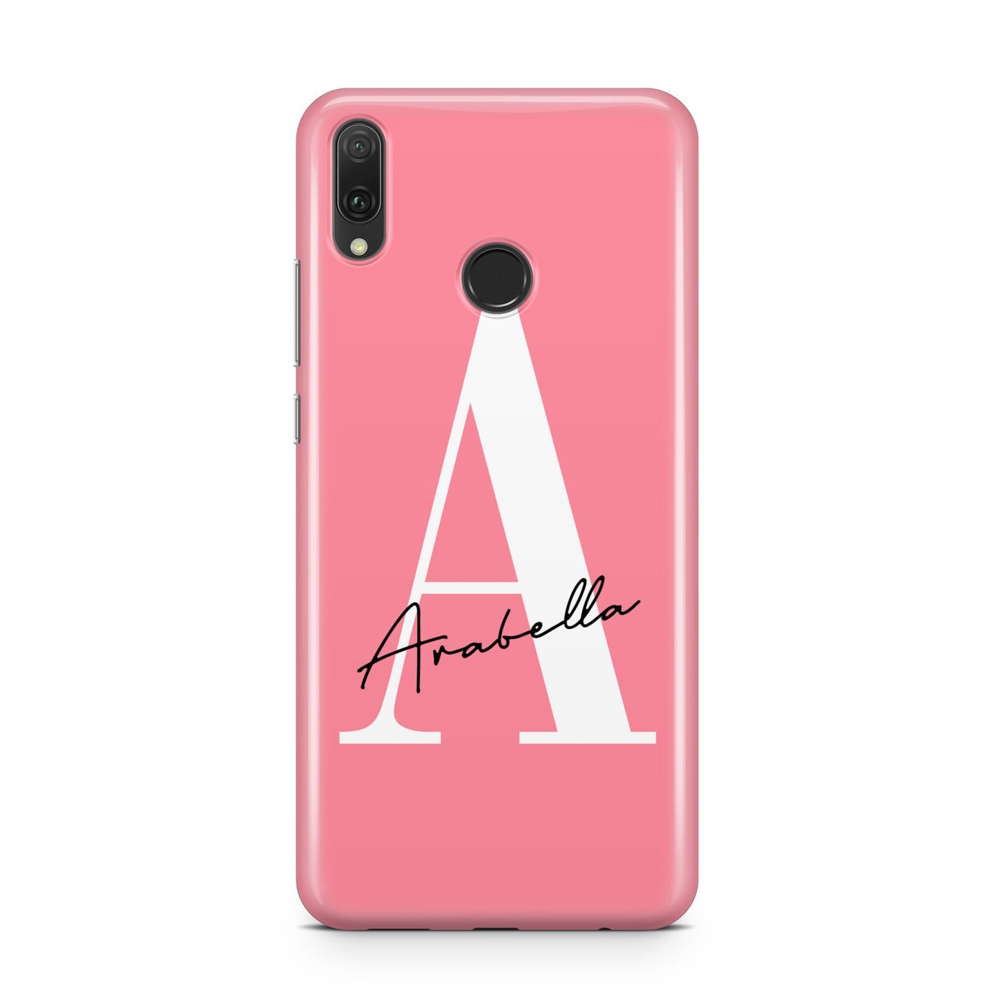 Personalised Pink White Initial Huawei Y9 2019