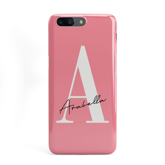 Personalised Pink White Initial OnePlus Case