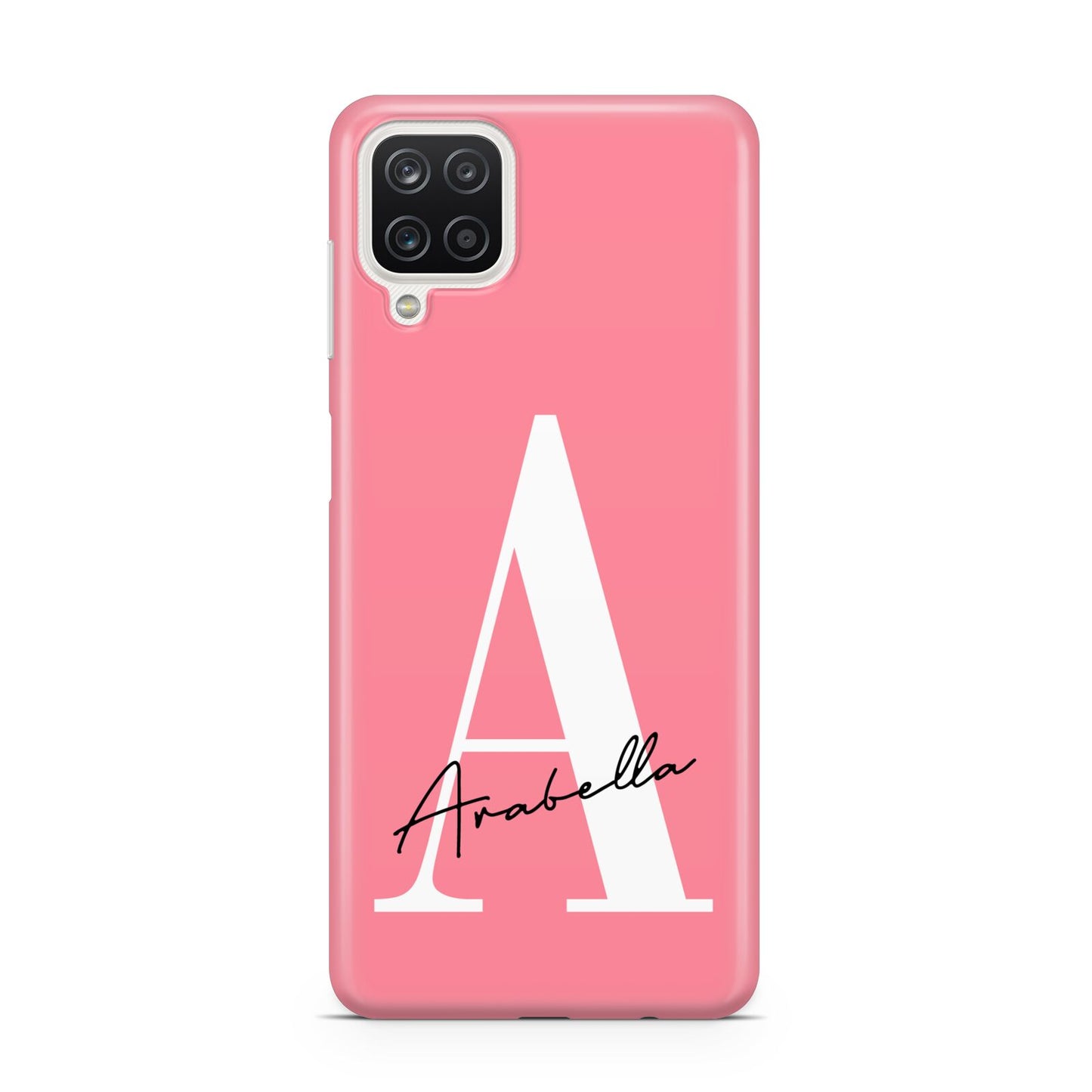 Personalised Pink White Initial Samsung A12 Case