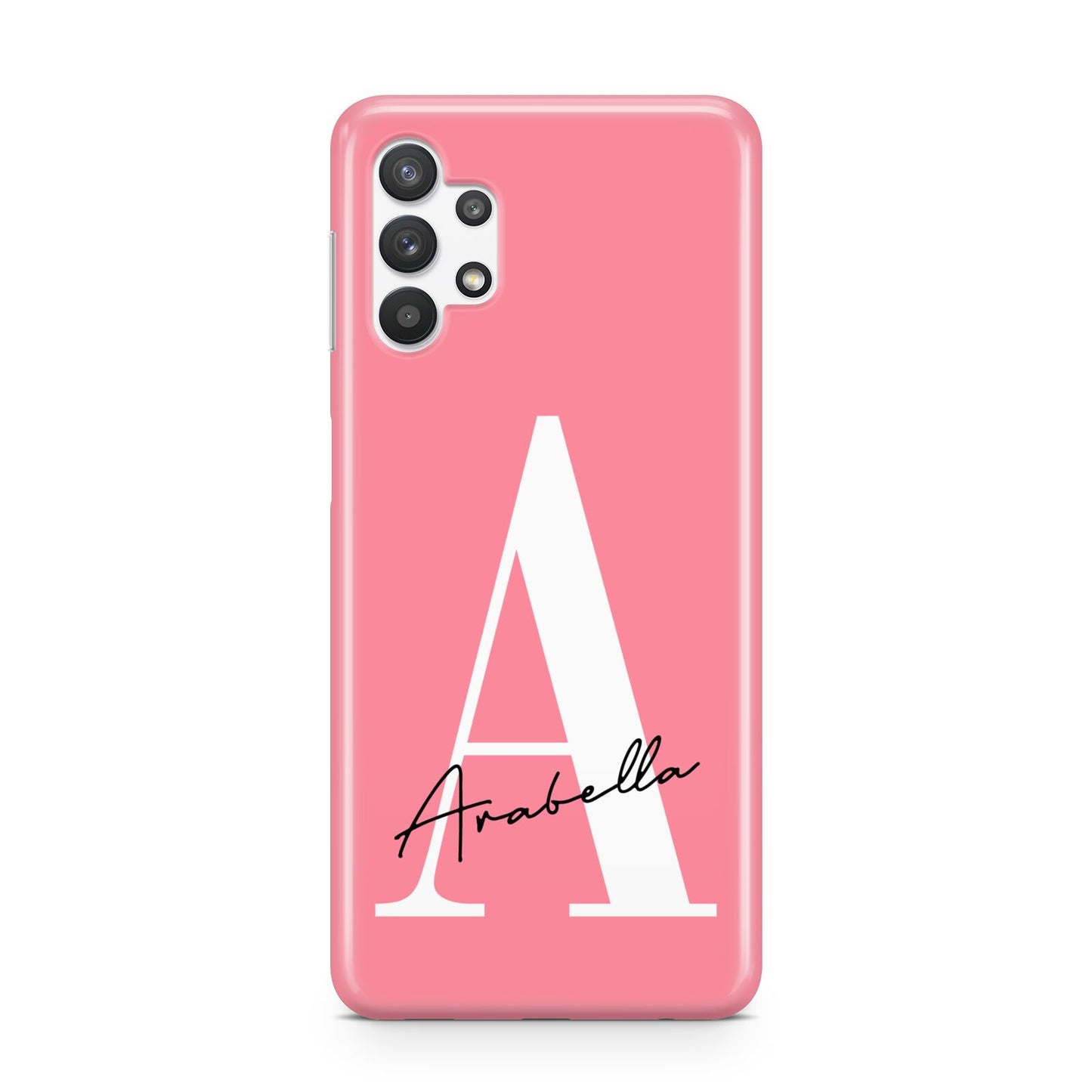 Personalised Pink White Initial Samsung A32 5G Case