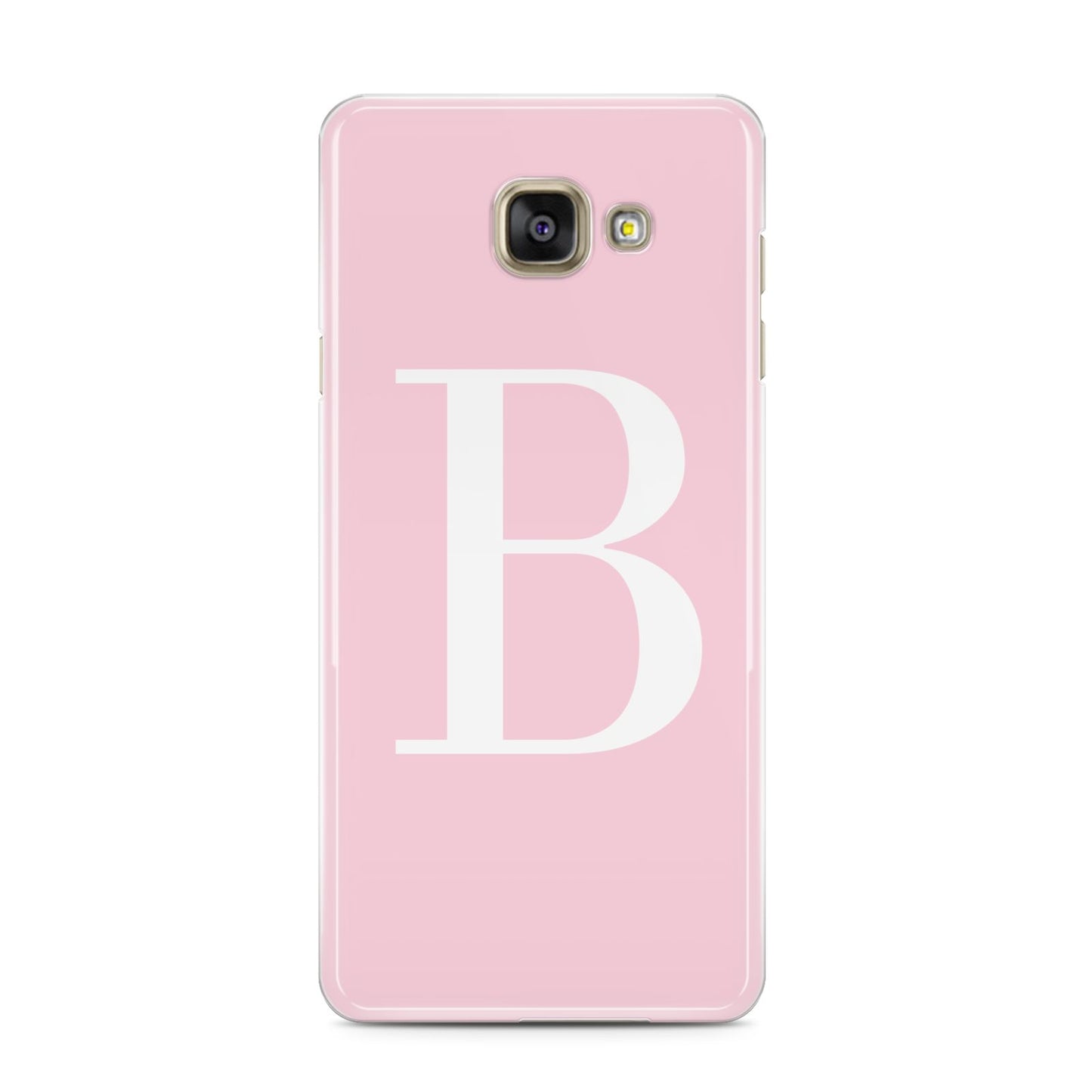 Personalised Pink White Initial Samsung Galaxy A3 2016 Case on gold phone