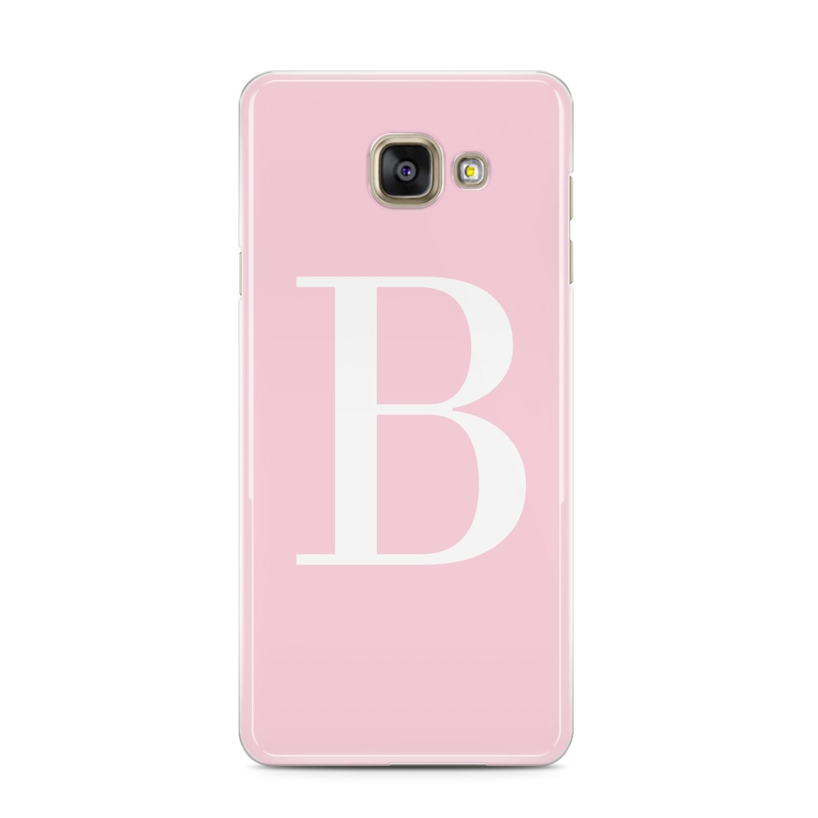 Personalised Pink White Initial Samsung Galaxy A3 2016 Case on gold phone