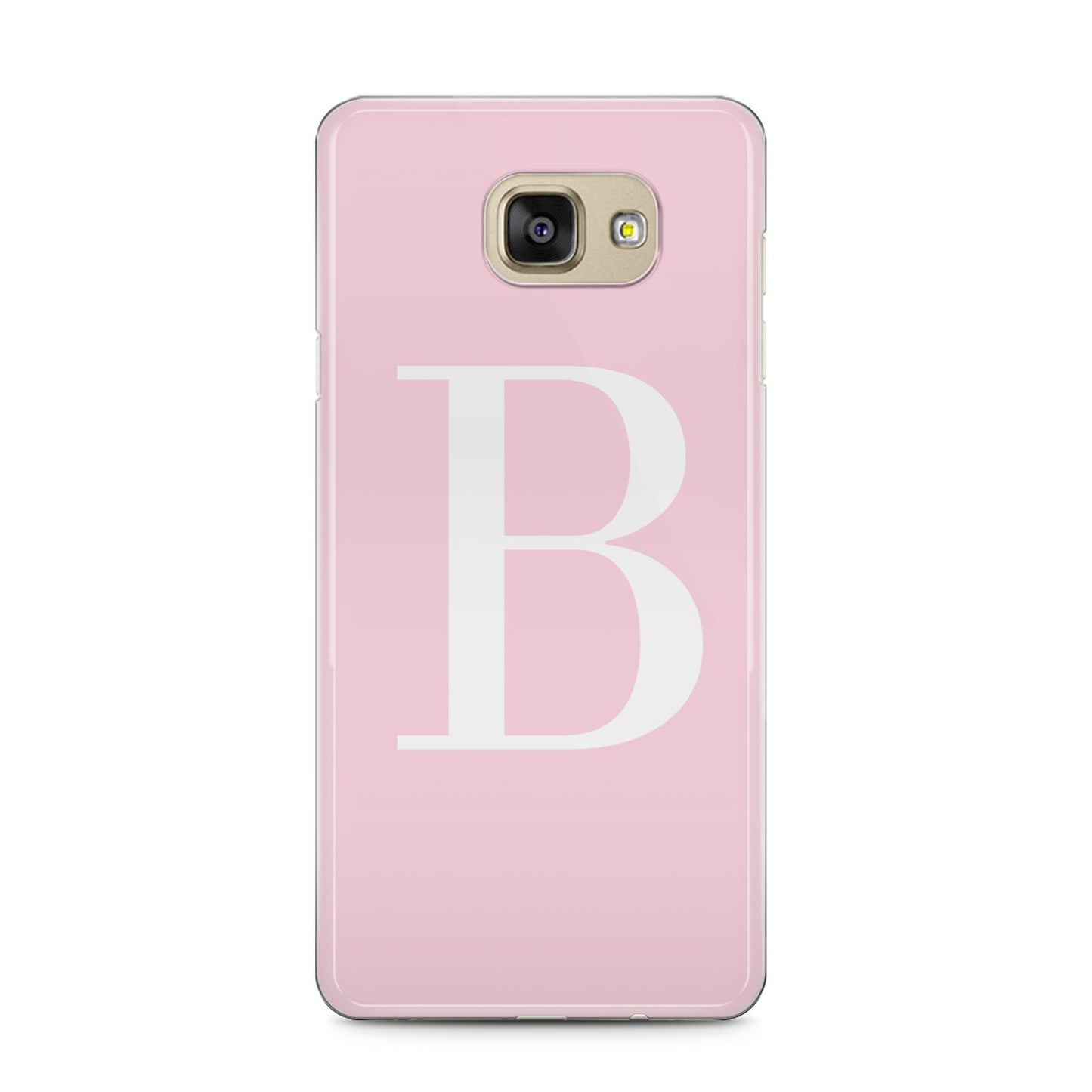 Personalised Pink White Initial Samsung Galaxy A5 2016 Case on gold phone