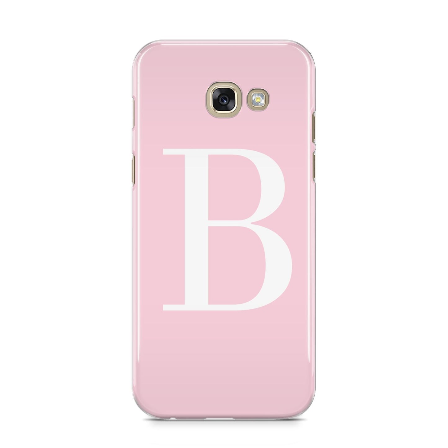 Personalised Pink White Initial Samsung Galaxy A5 2017 Case on gold phone