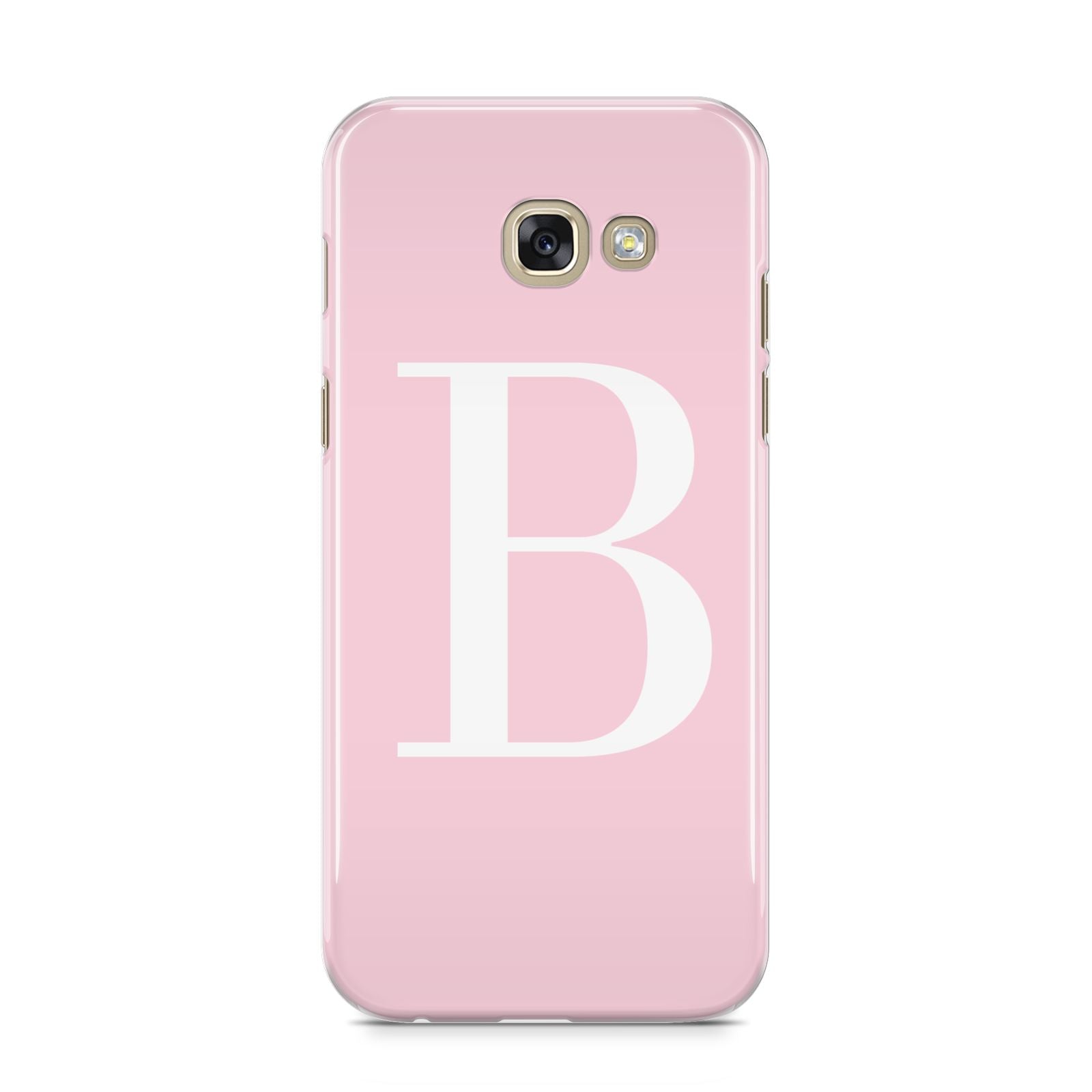 Personalised Pink White Initial Samsung Galaxy A5 2017 Case on gold phone