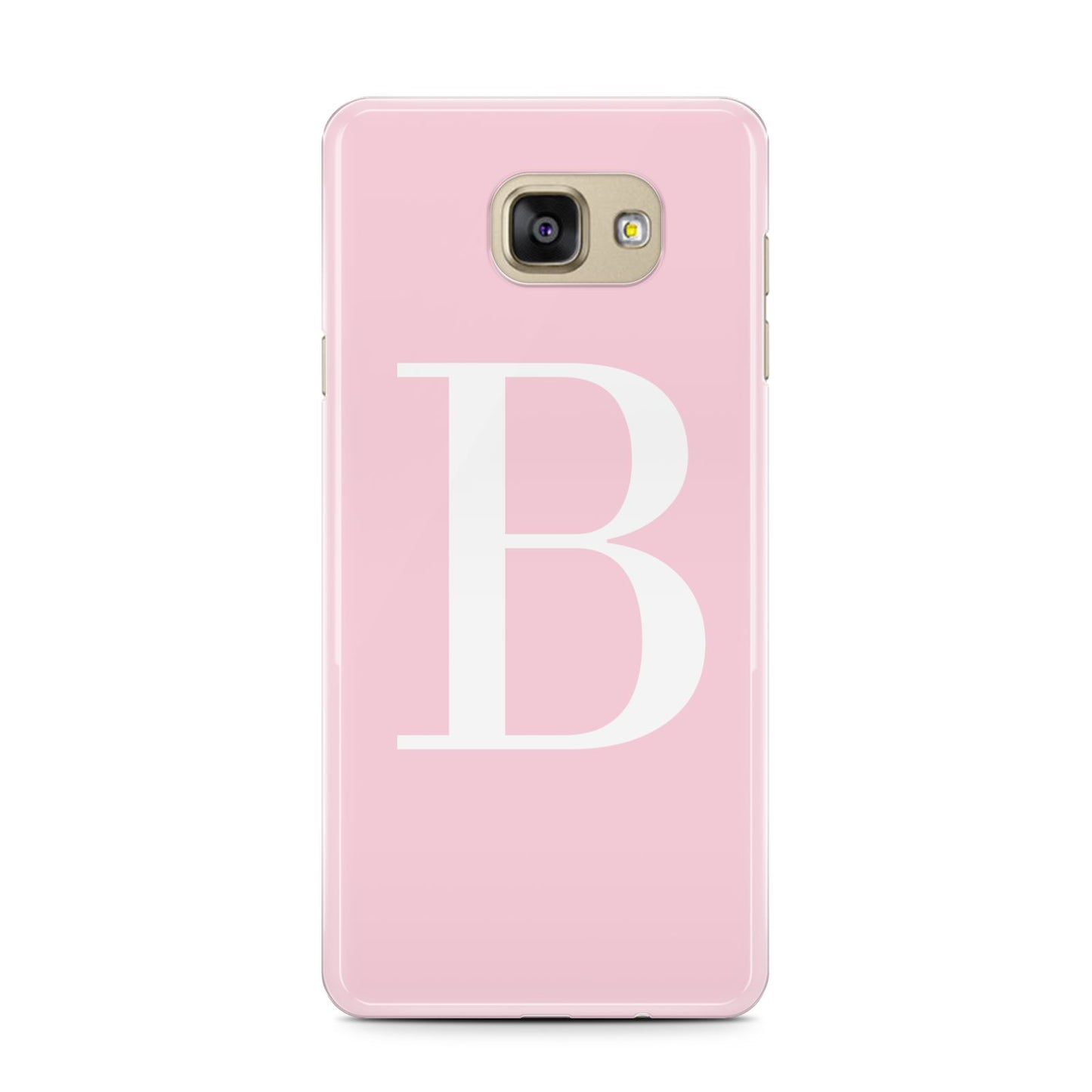 Personalised Pink White Initial Samsung Galaxy A7 2016 Case on gold phone