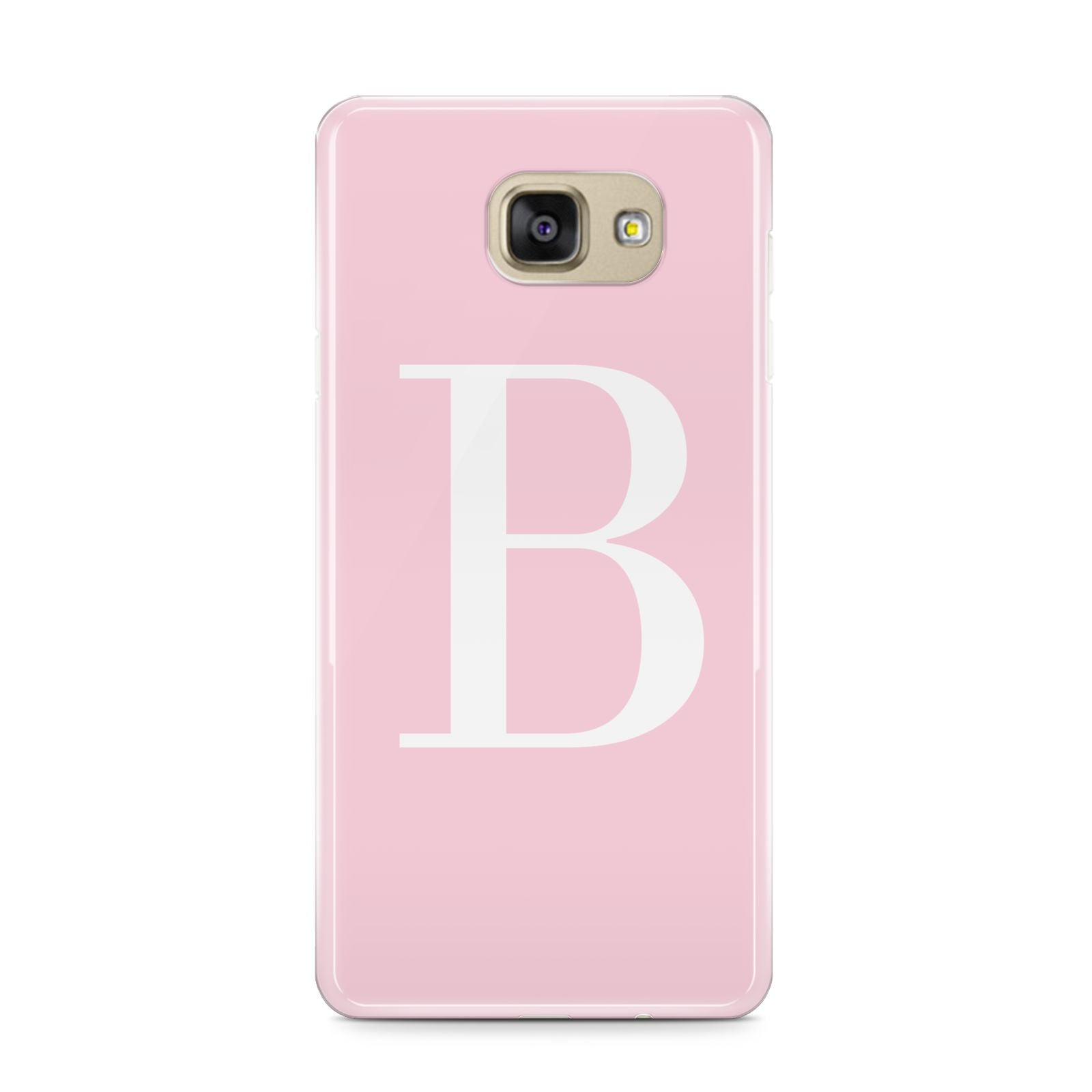 Personalised Pink White Initial Samsung Galaxy A9 2016 Case on gold phone