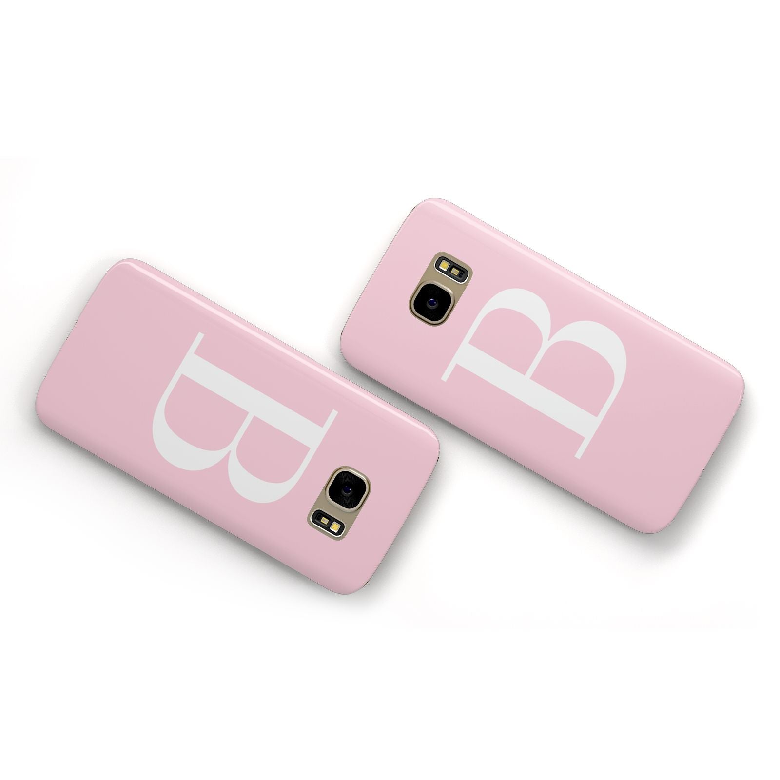 Personalised Pink White Initial Samsung Galaxy Case Flat Overview