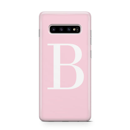 Personalised Pink White Initial Samsung Galaxy S10 Case