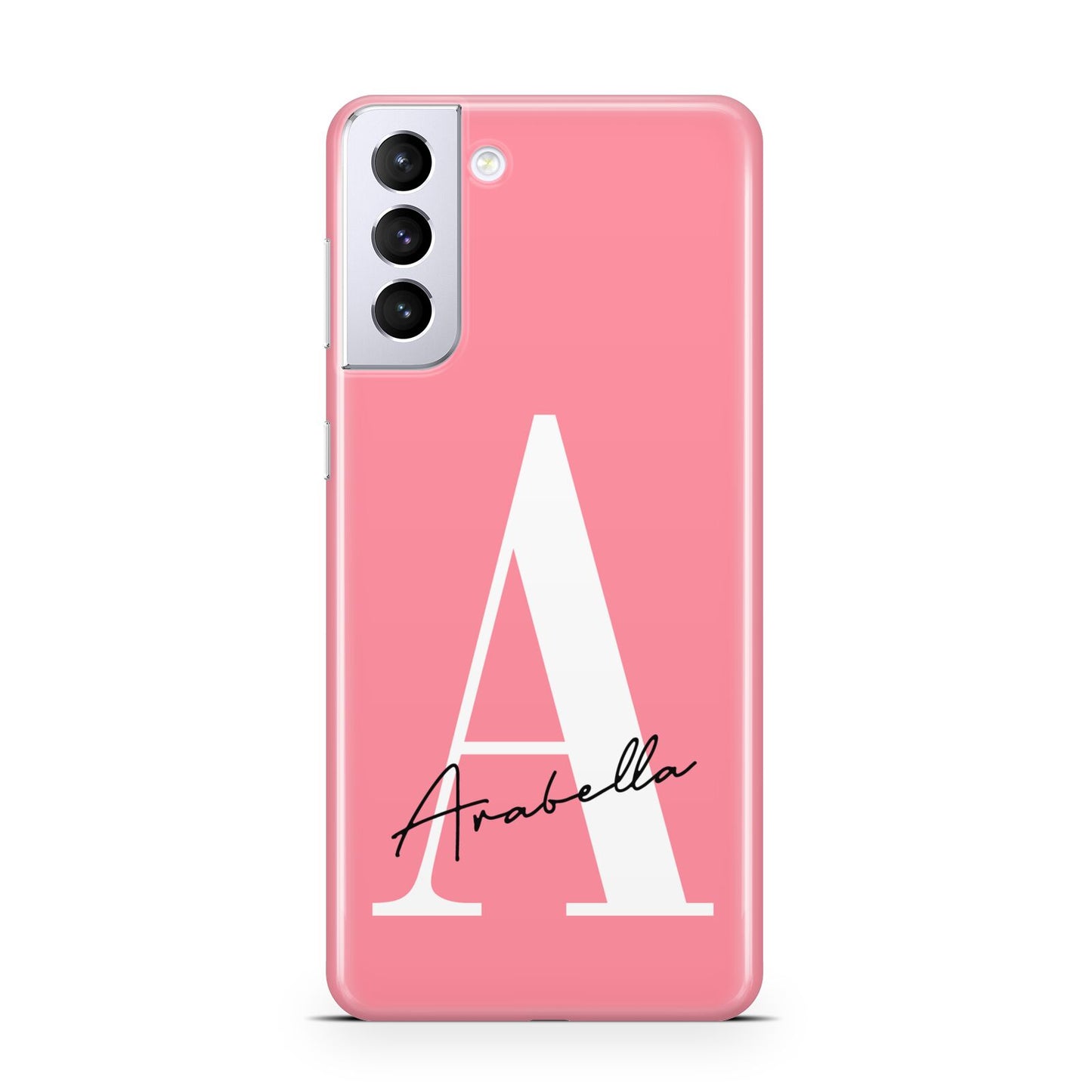 Personalised Pink White Initial Samsung S21 Plus Case