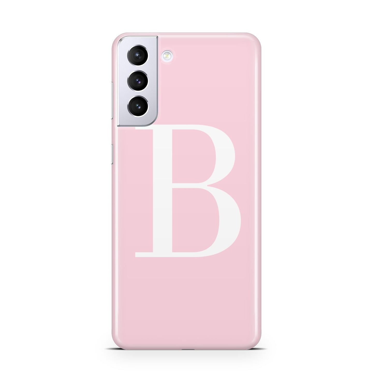 Personalised Pink White Initial Samsung S21 Plus Phone Case