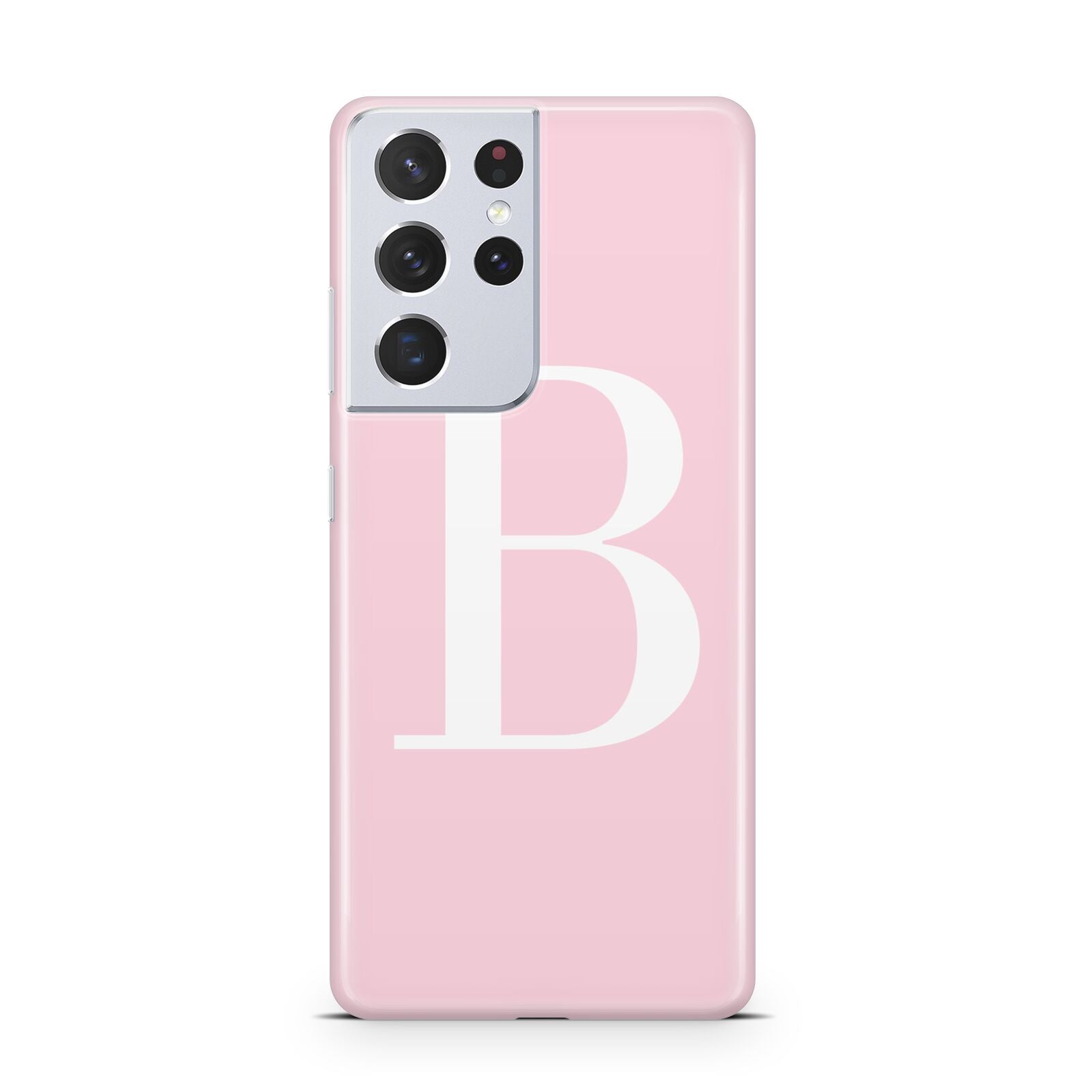 Personalised Pink White Initial Samsung S21 Ultra Case