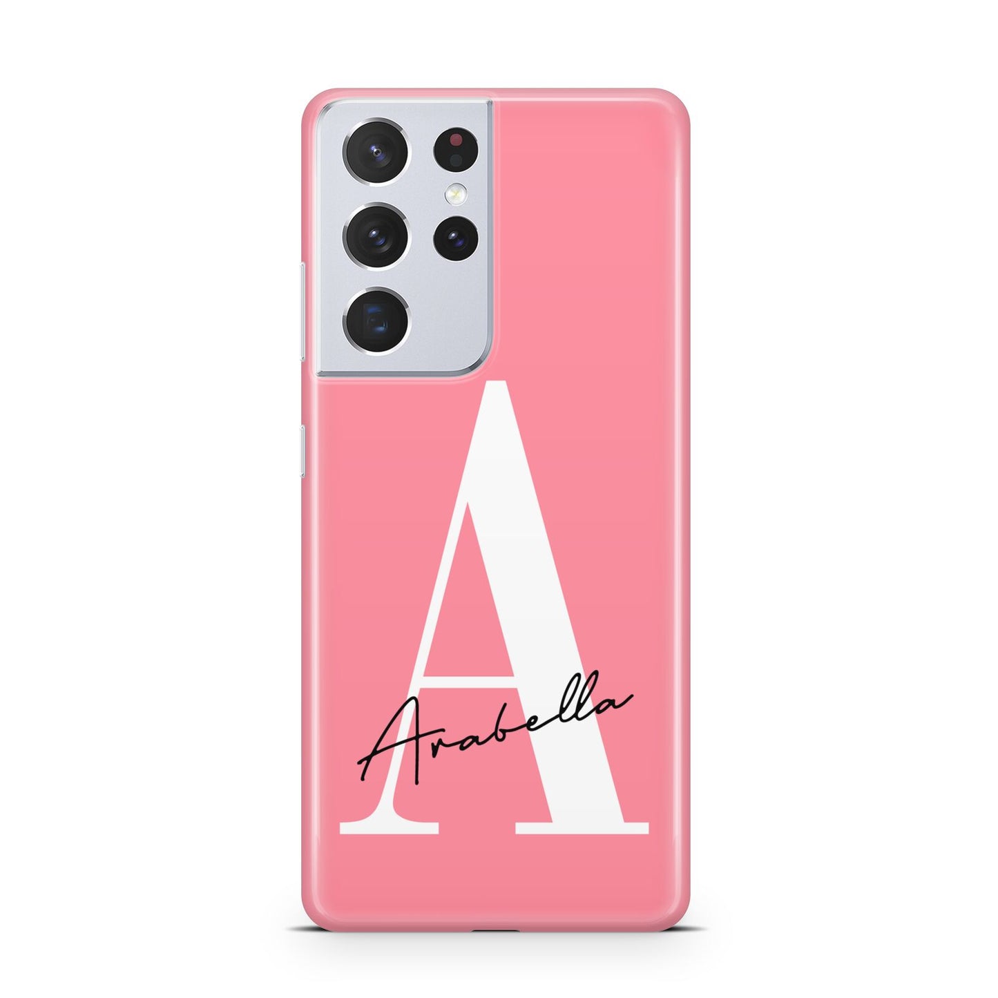 Personalised Pink White Initial Samsung S21 Ultra Case