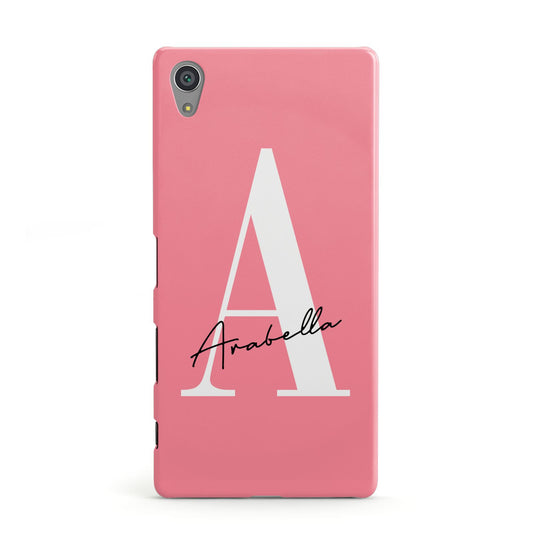 Personalised Pink White Initial Sony Xperia Case