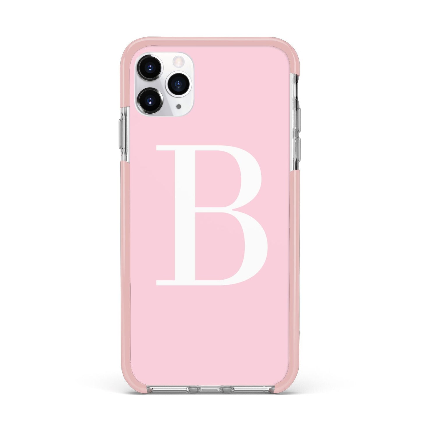 Personalised Pink White Initial iPhone 11 Pro Max Impact Pink Edge Case