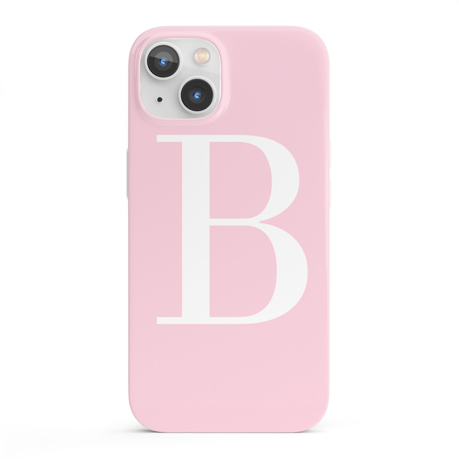 Personalised Pink White Initial iPhone 13 Full Wrap 3D Snap Case