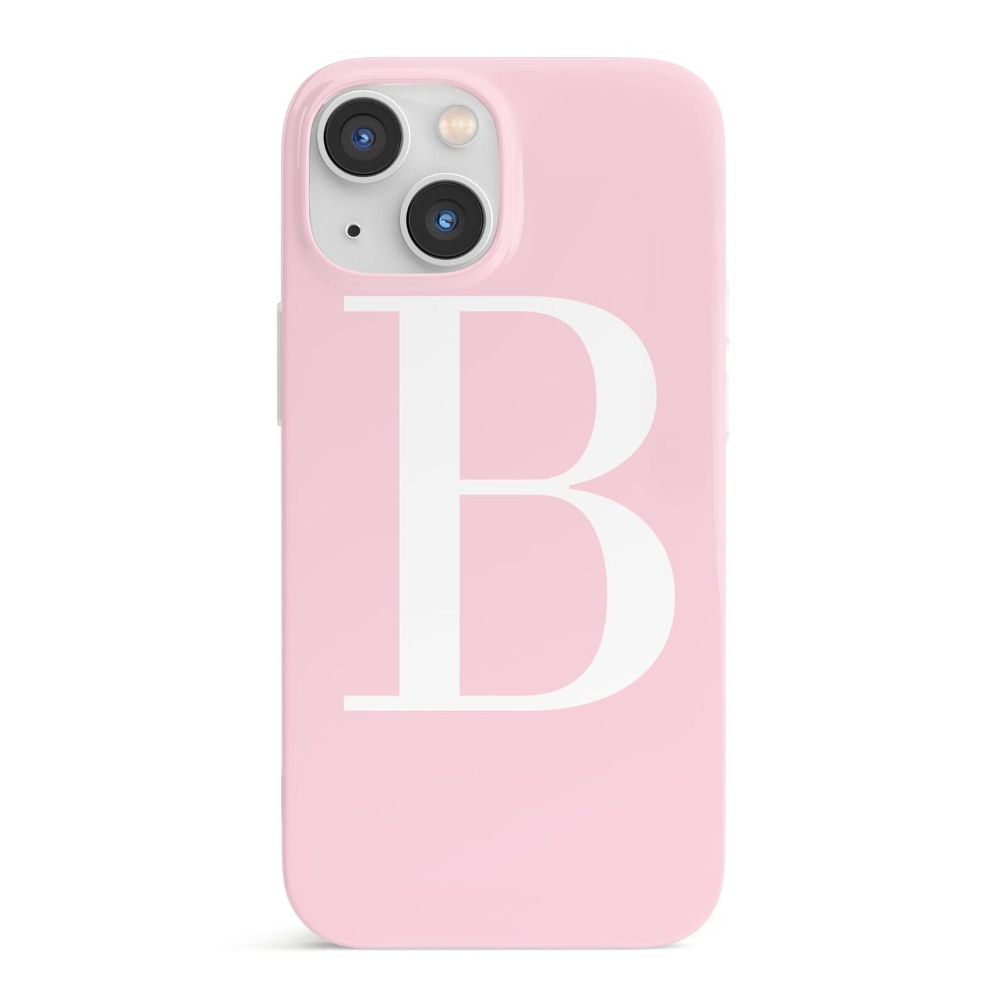 Personalised Pink White Initial iPhone 13 Mini Full Wrap 3D Snap Case