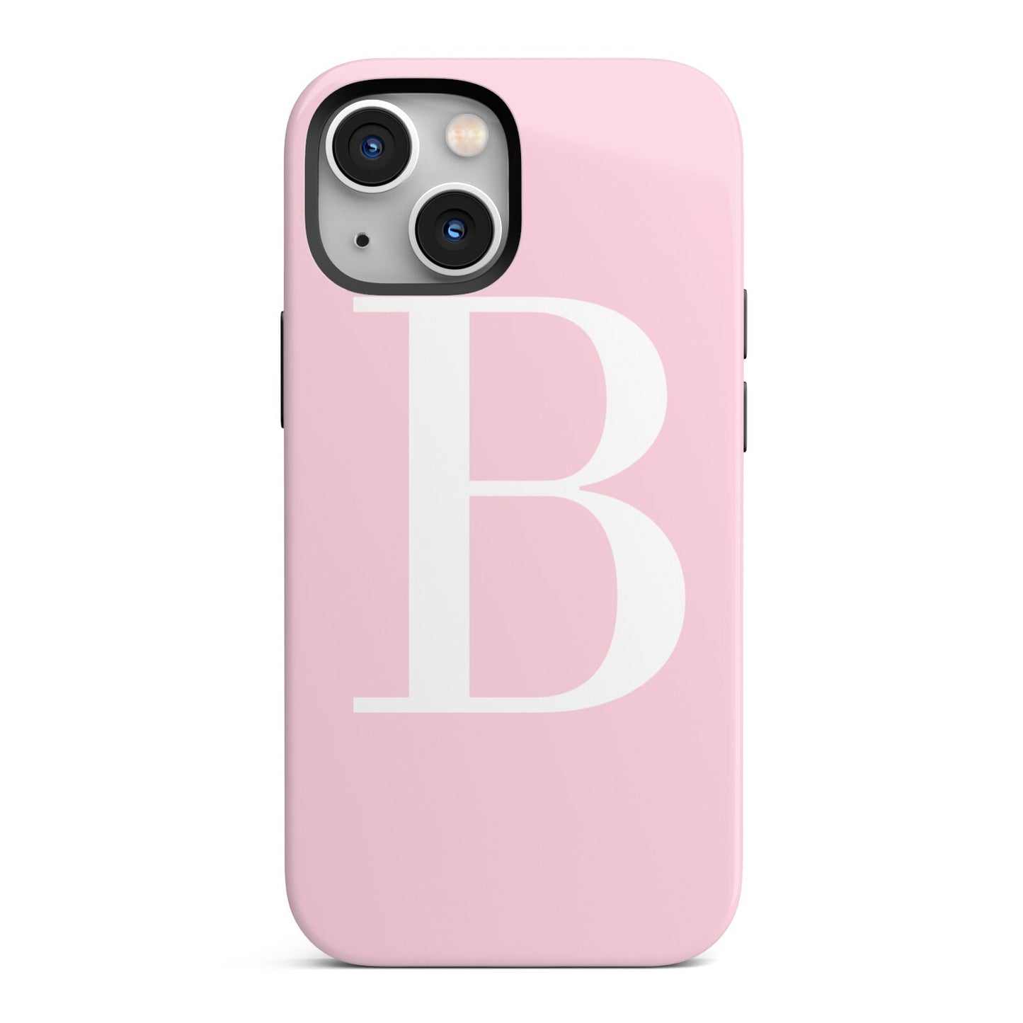 Personalised Pink White Initial iPhone 13 Mini Full Wrap 3D Tough Case