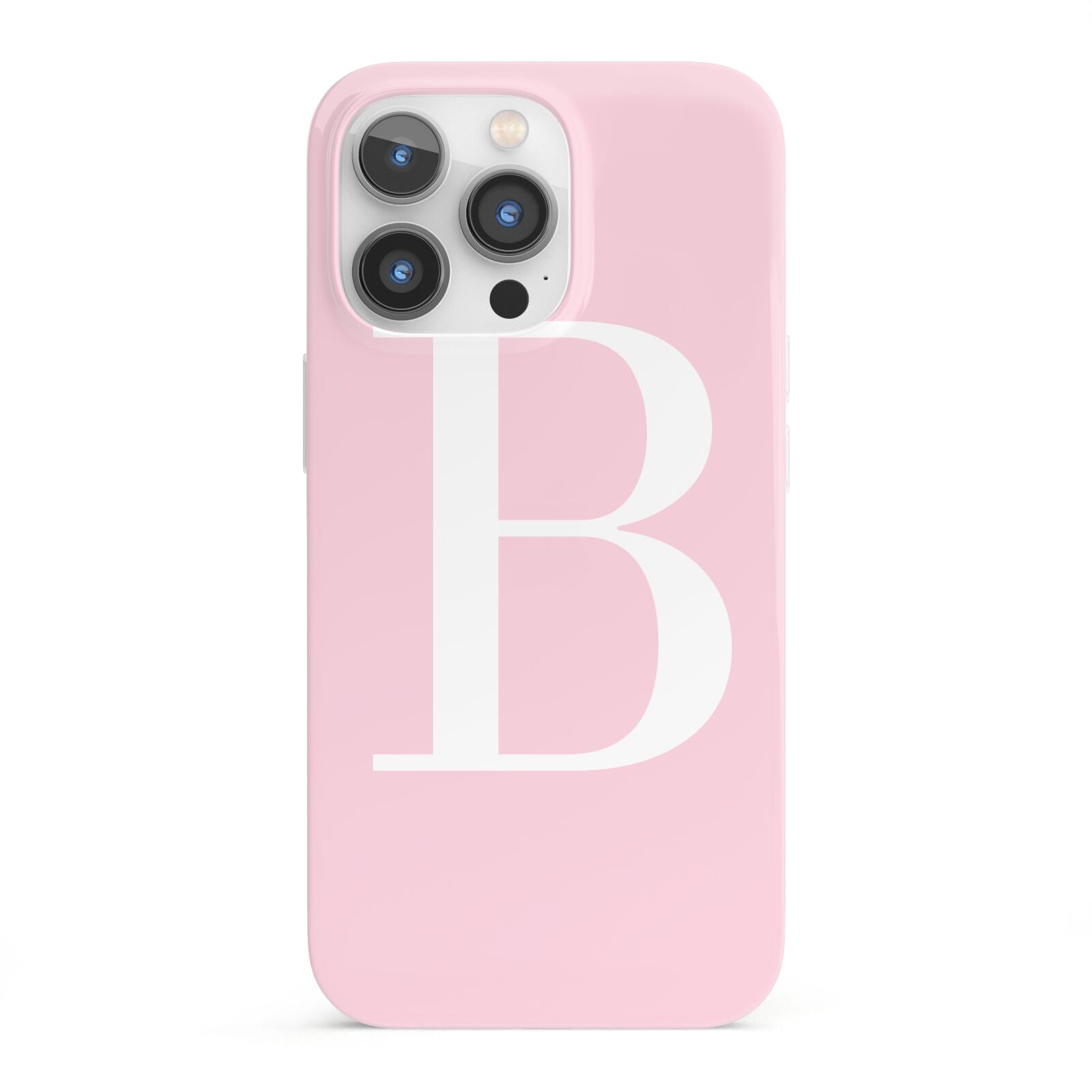 Personalised Pink White Initial iPhone 13 Pro Full Wrap 3D Snap Case