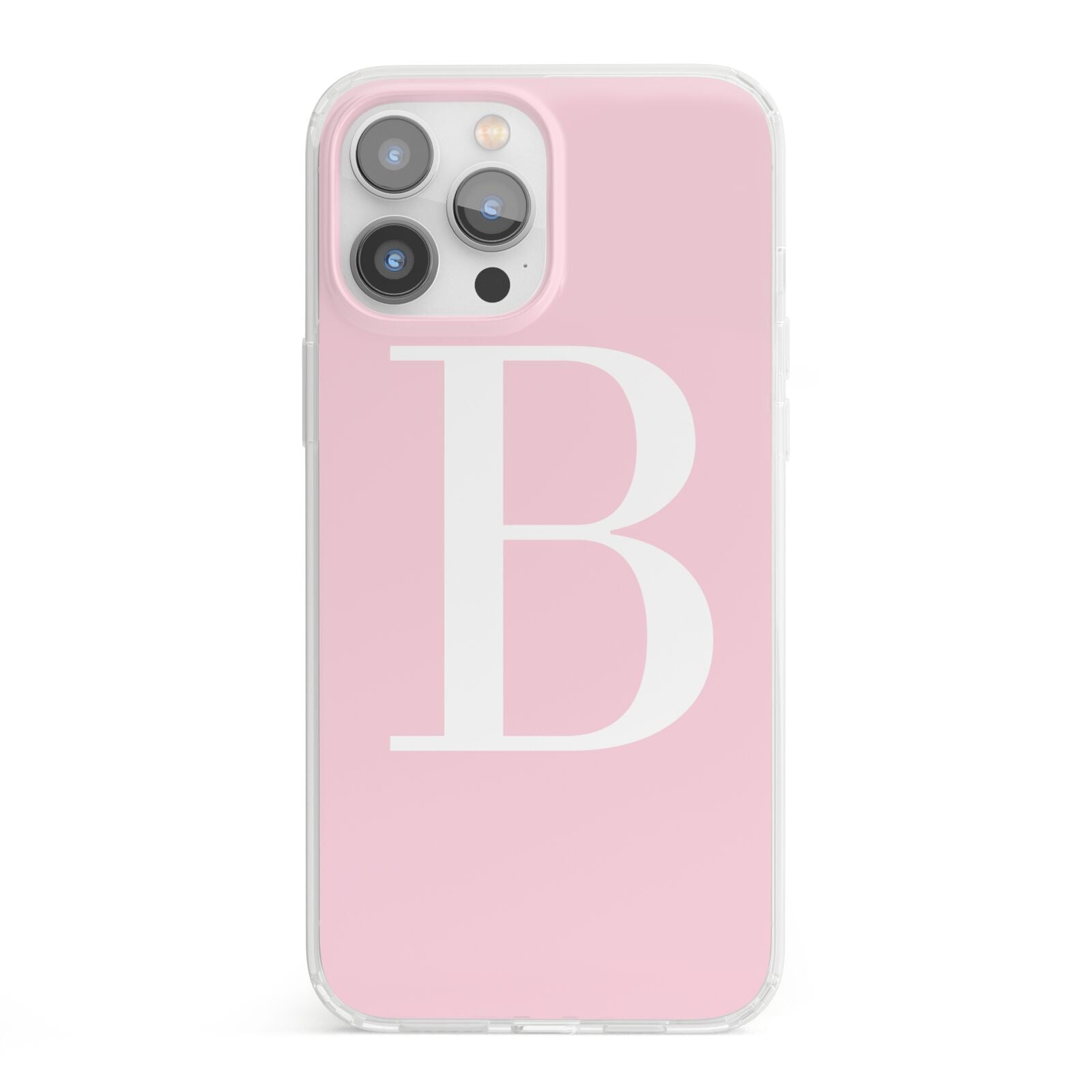 Personalised Pink White Initial iPhone 13 Pro Max Clear Bumper Case