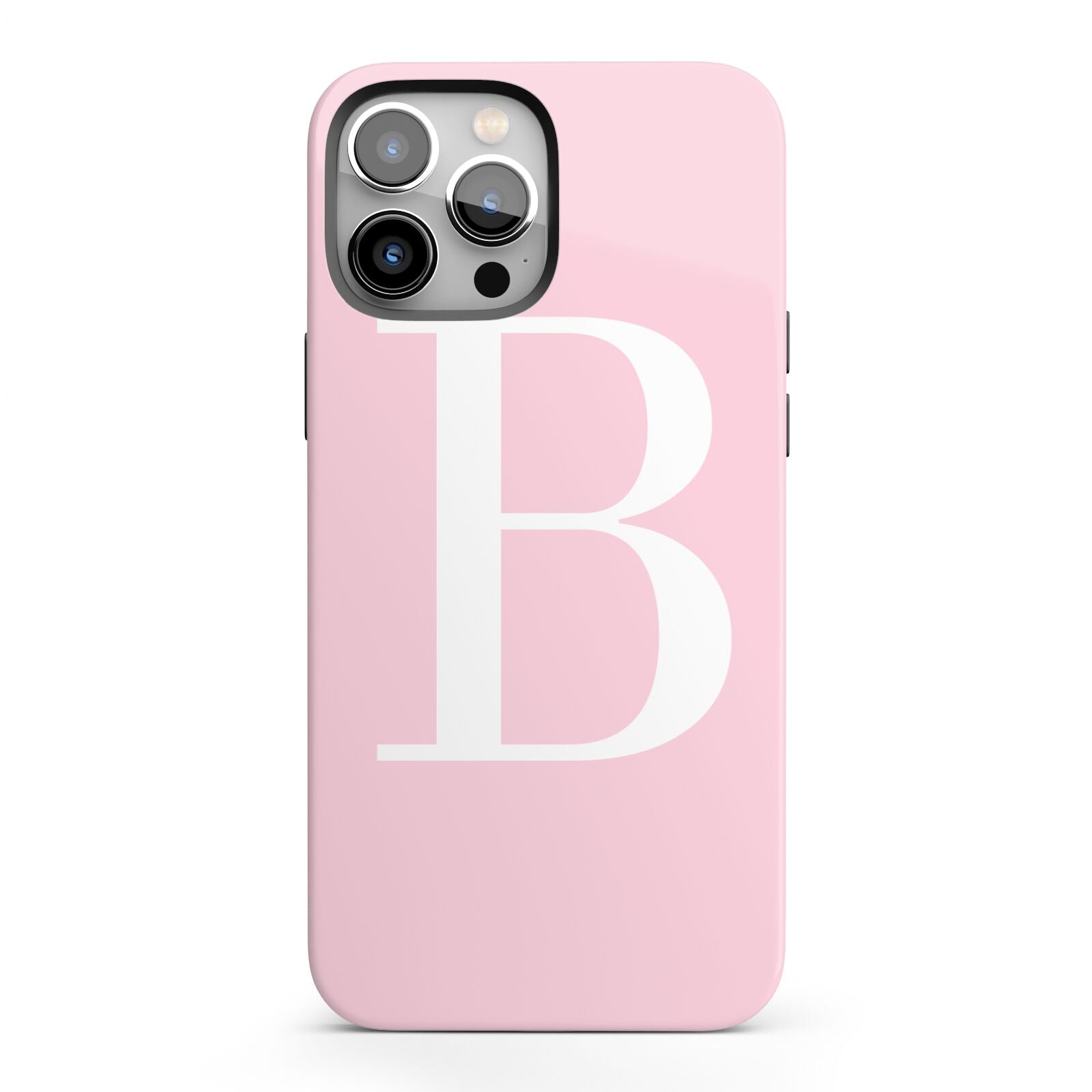 Personalised Pink White Initial iPhone 13 Pro Max Full Wrap 3D Tough Case