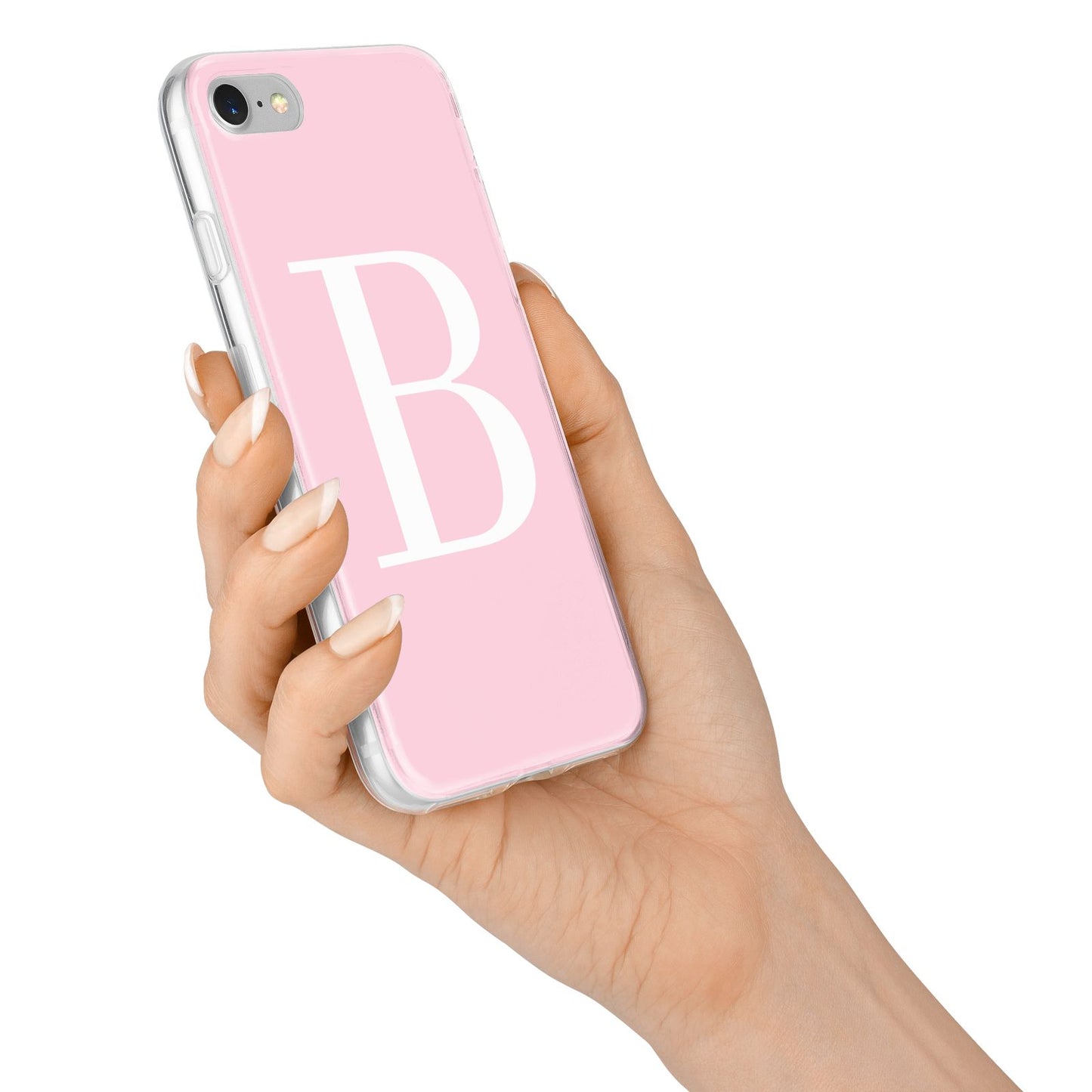 Personalised Pink White Initial iPhone 7 Bumper Case on Silver iPhone Alternative Image