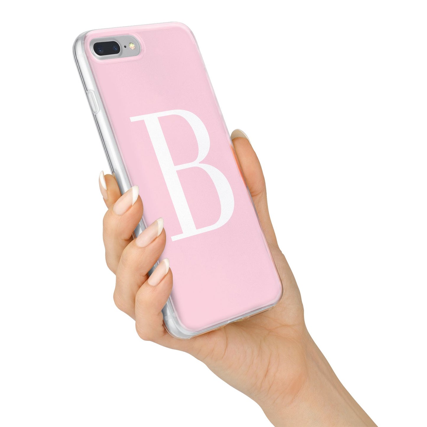 Personalised Pink White Initial iPhone 7 Plus Bumper Case on Silver iPhone Alternative Image