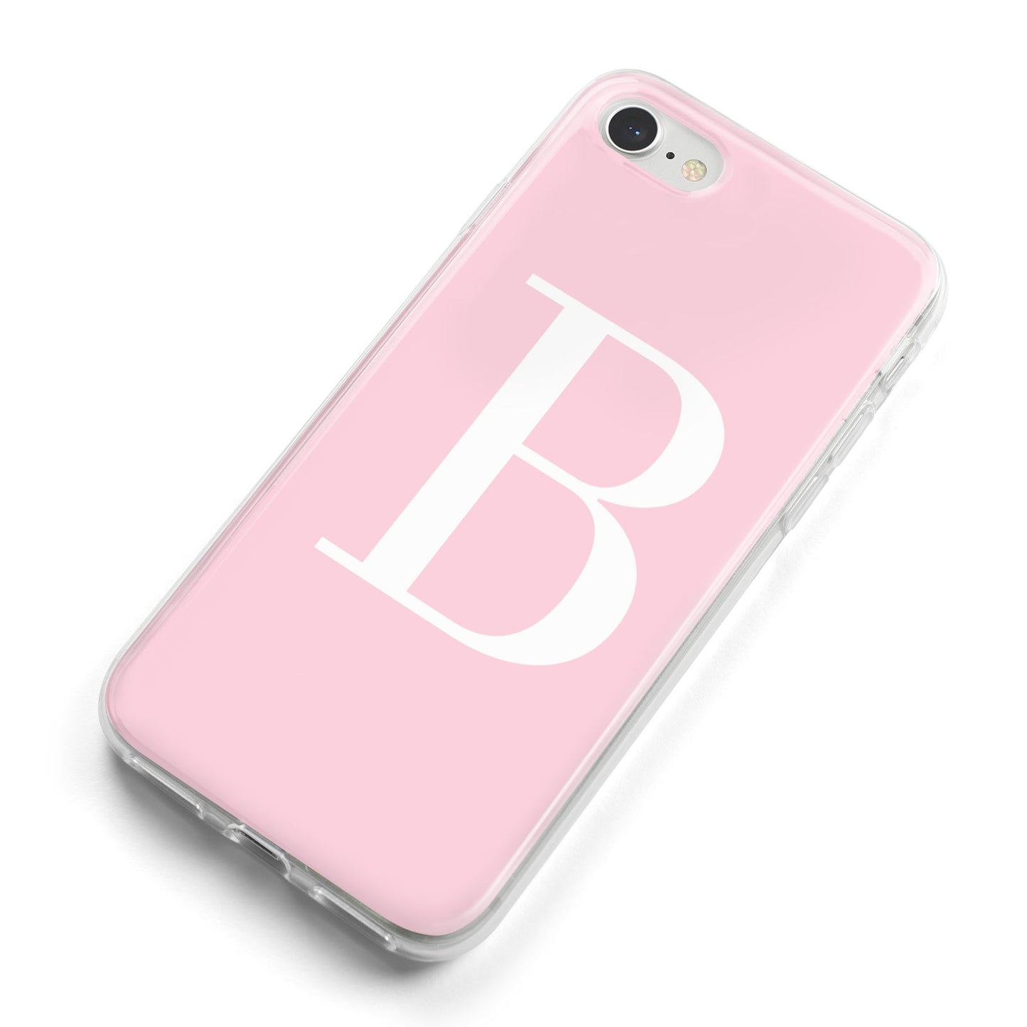 Personalised Pink White Initial iPhone 8 Bumper Case on Silver iPhone Alternative Image