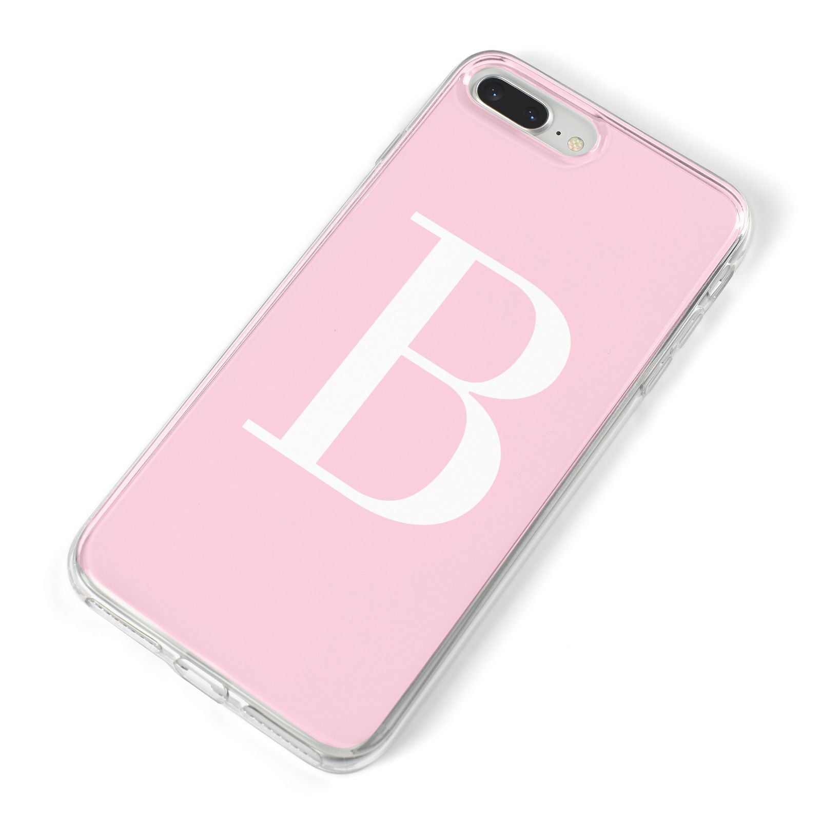 Personalised Pink White Initial iPhone 8 Plus Bumper Case on Silver iPhone Alternative Image