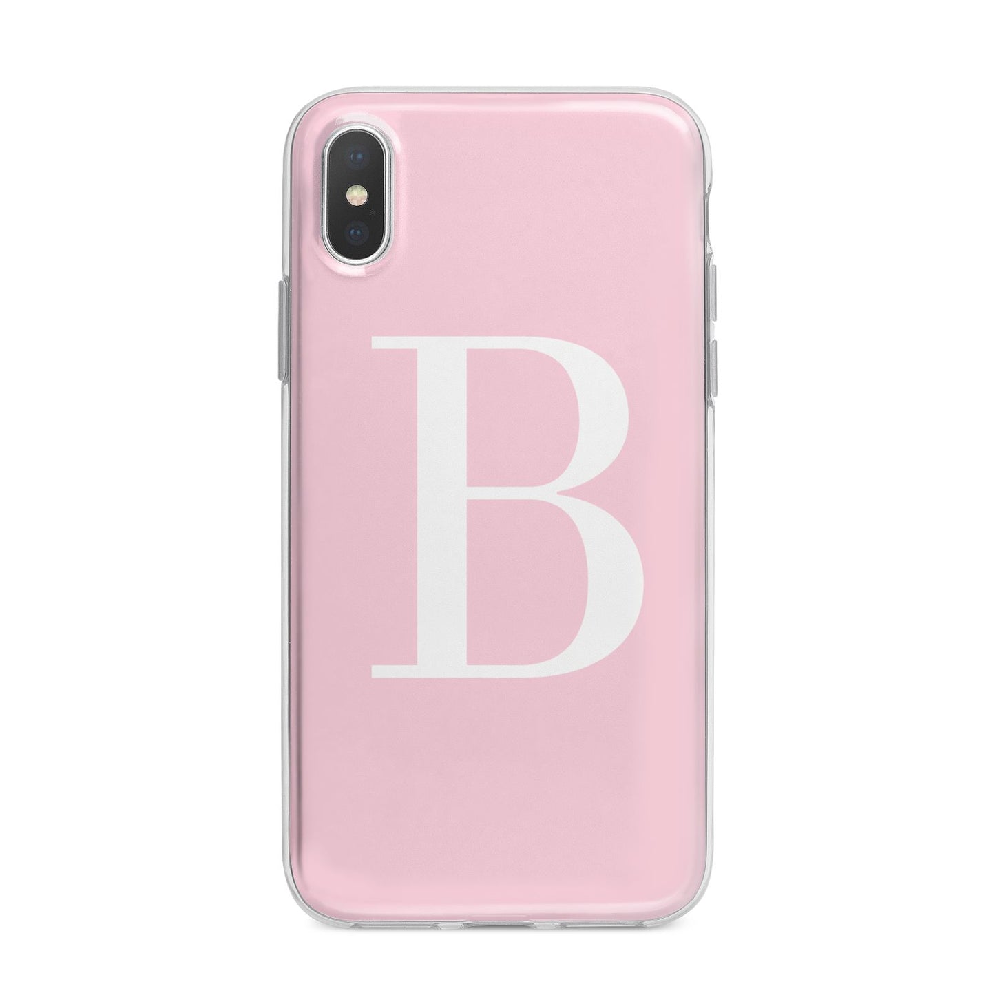 Personalised Pink White Initial iPhone X Bumper Case on Silver iPhone Alternative Image 1