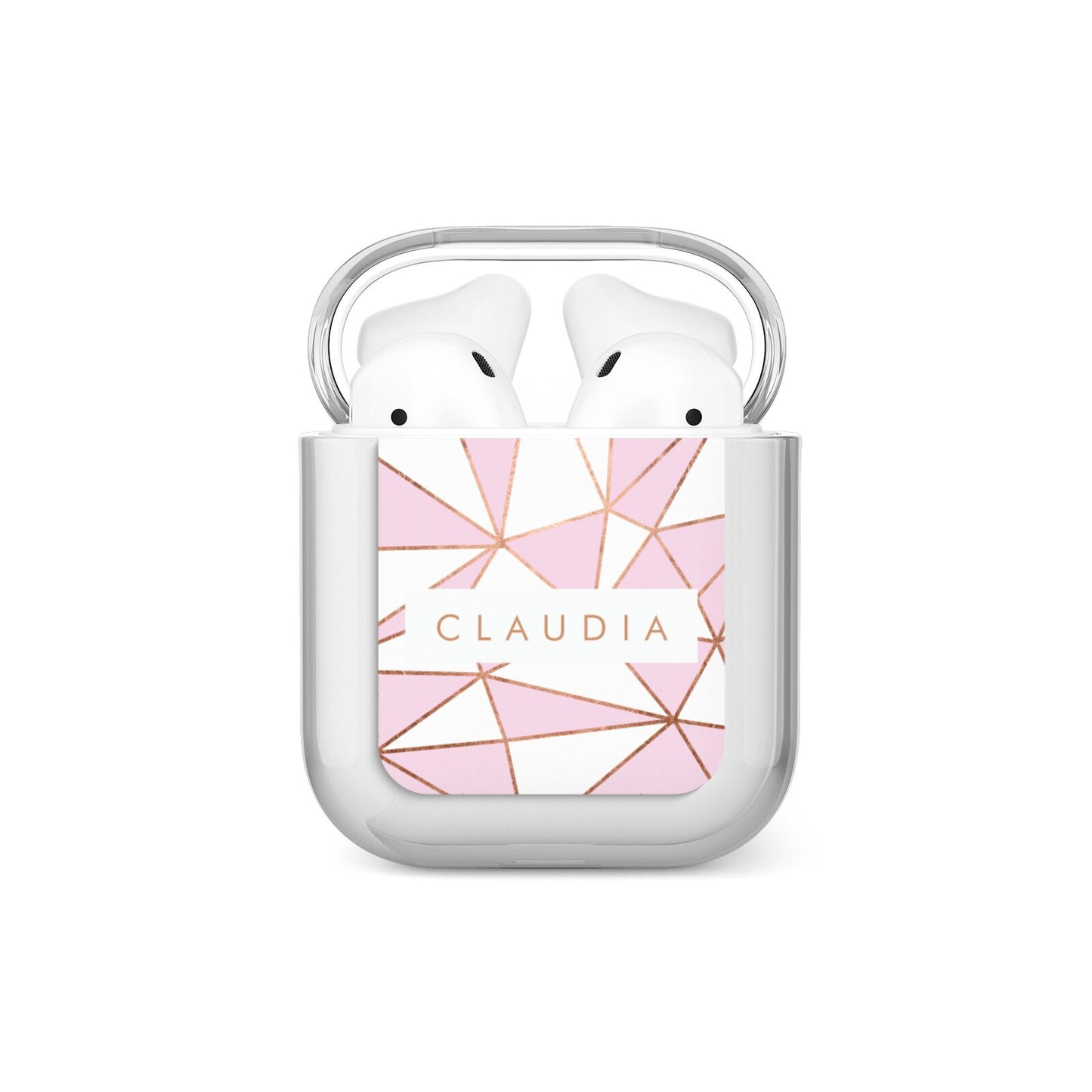 Personalised Pink White Rose Gold Name AirPods Case