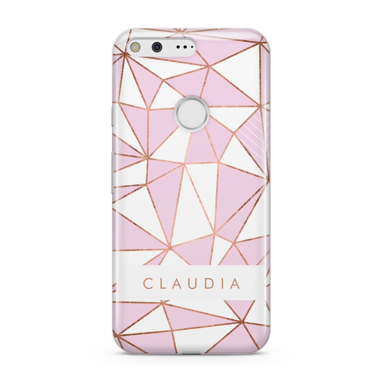 Personalised Pink White Rose Gold Name Google Pixel Case