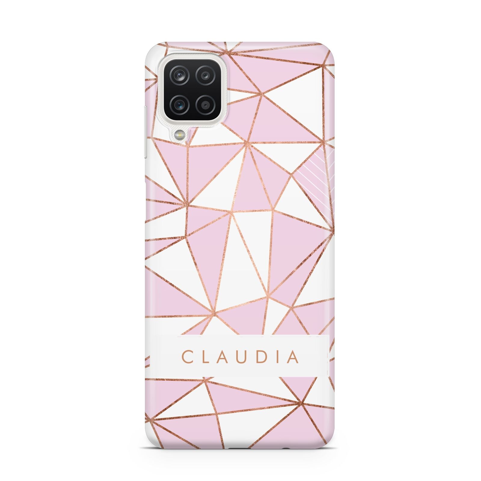 Personalised Pink White Rose Gold Name Samsung A12 Case