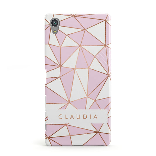 Personalised Pink White Rose Gold Name Sony Xperia Case