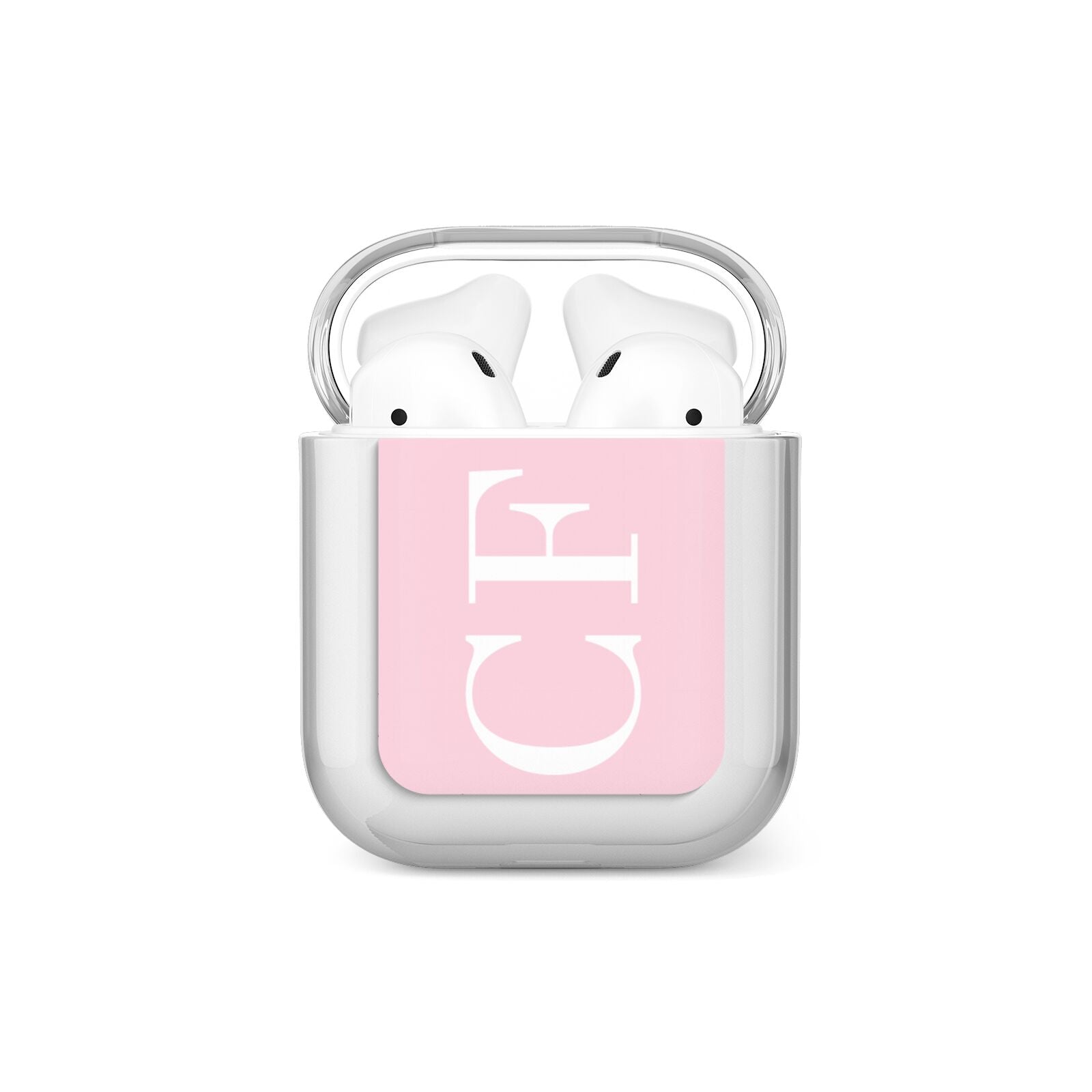 Personalised Pink White Side Initials AirPods Case