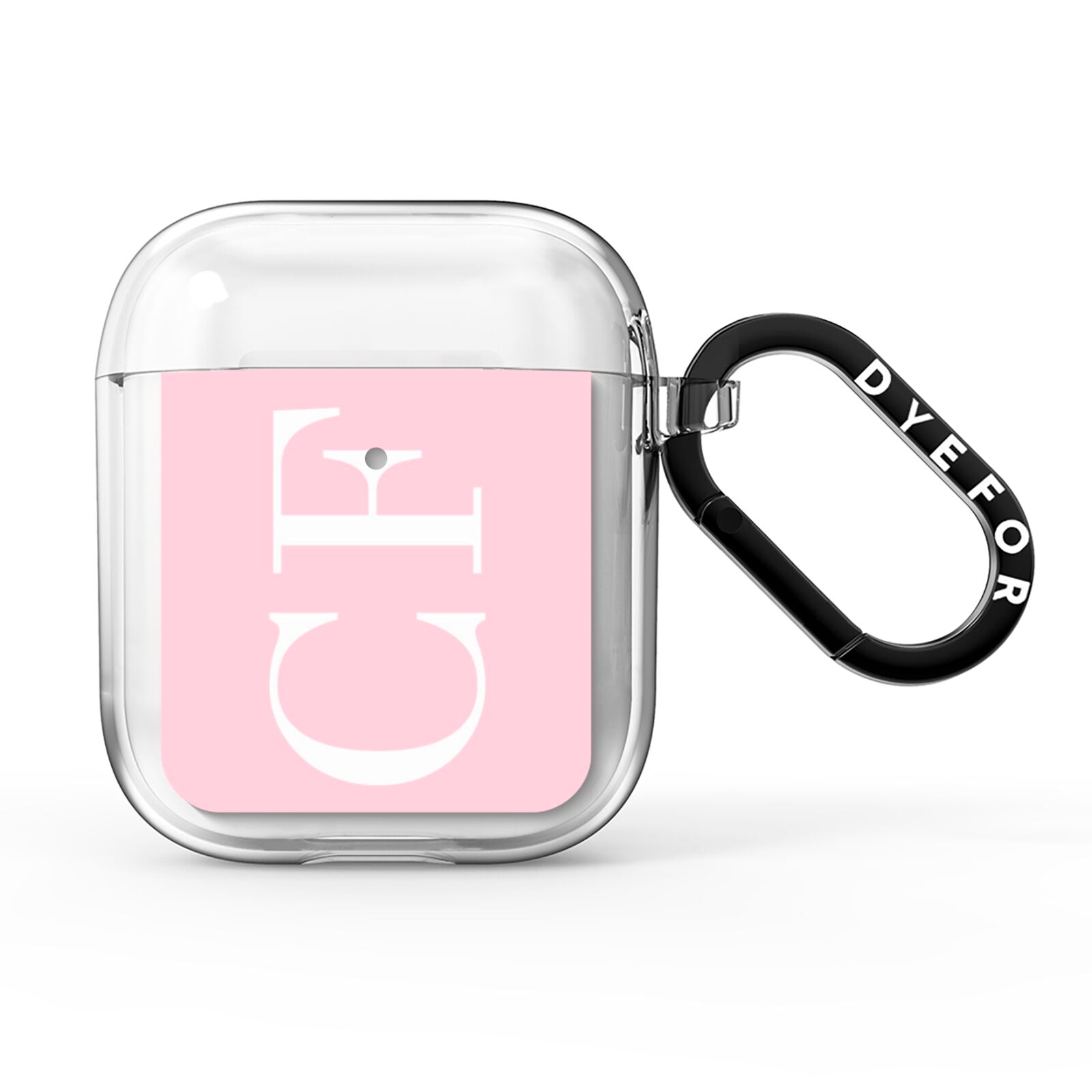 Personalised Pink White Side Initials AirPods Clear Case