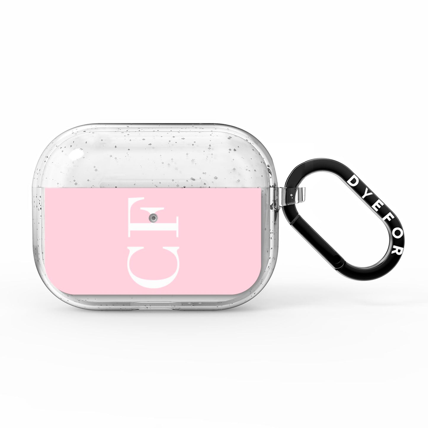 Personalised Pink White Side Initials AirPods Pro Glitter Case