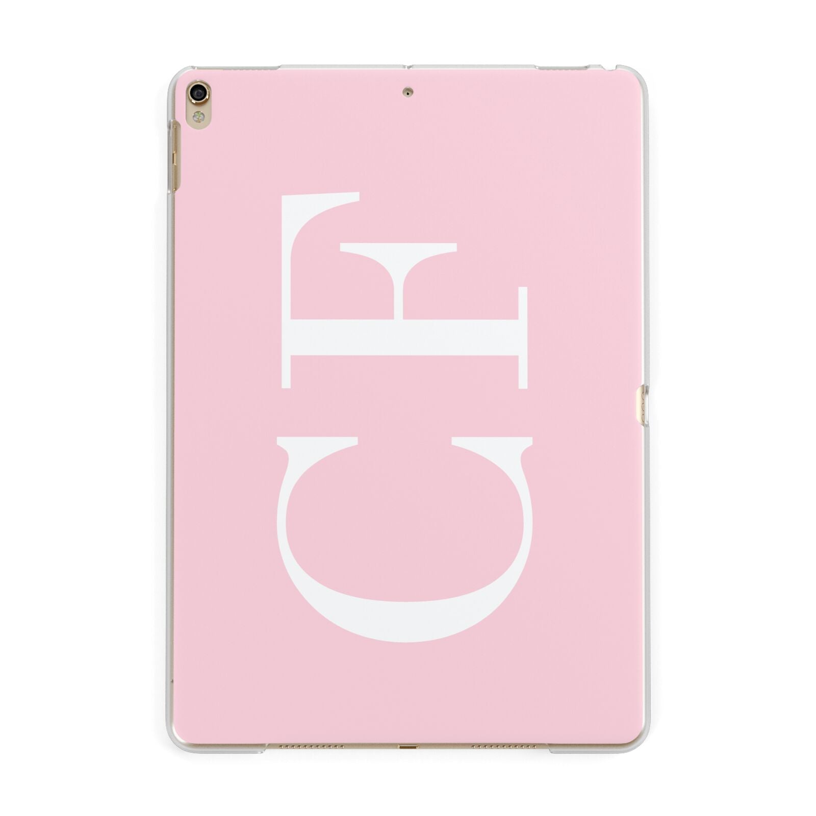 Personalised Pink White Side Initials Apple iPad Gold Case