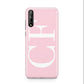 Personalised Pink White Side Initials Huawei Enjoy 10s Phone Case