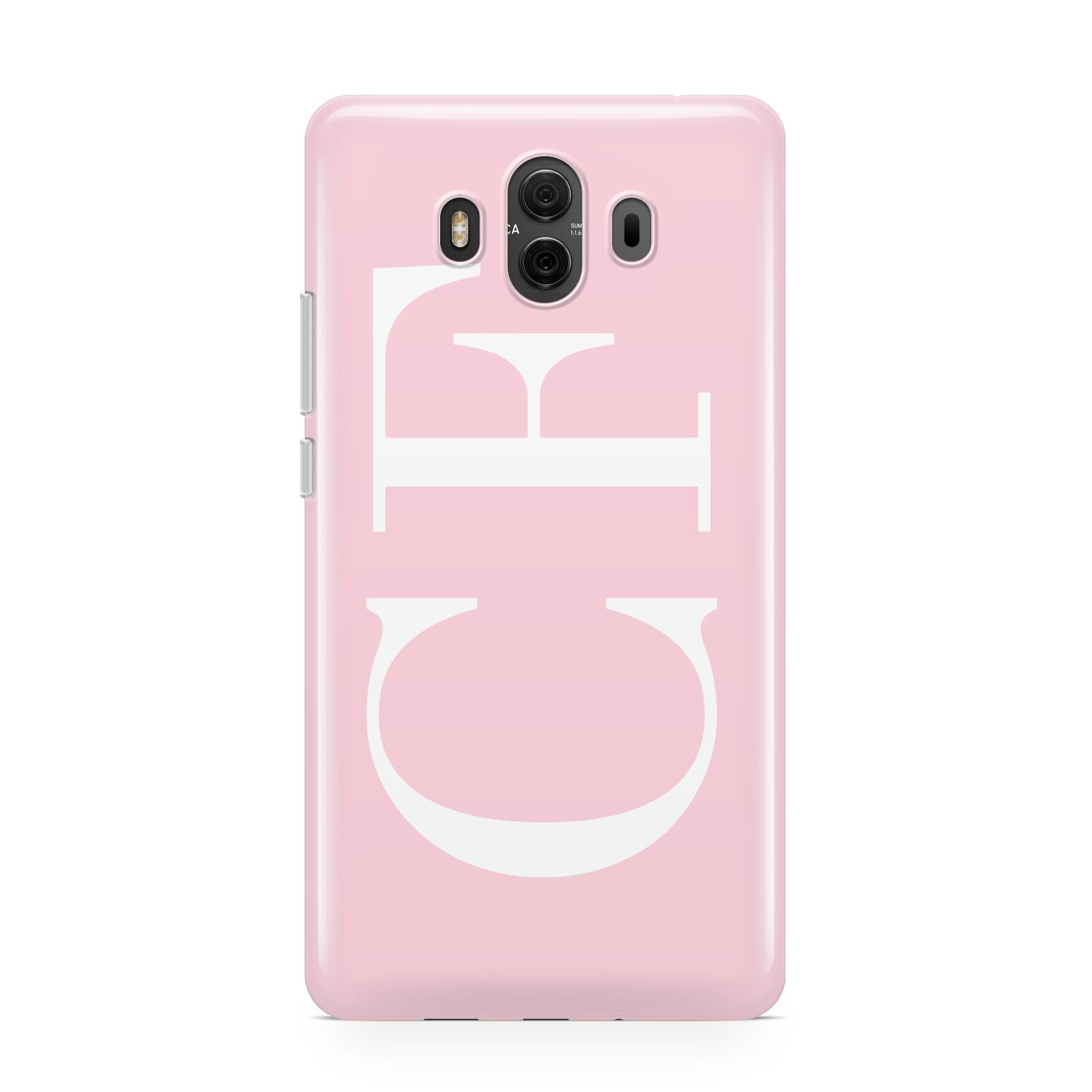 Personalised Pink White Side Initials Huawei Mate 10 Protective Phone Case