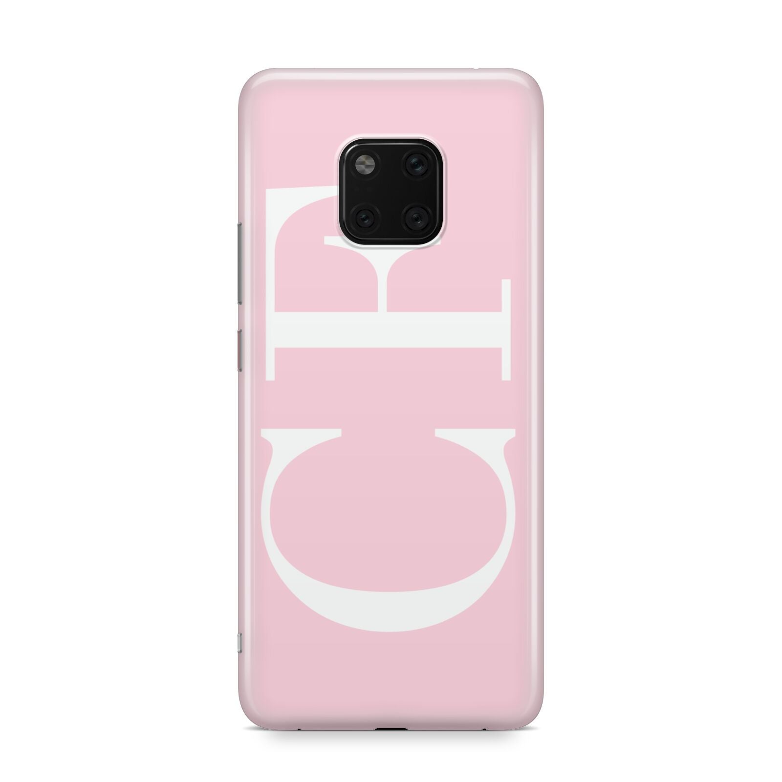 Personalised Pink White Side Initials Huawei Mate 20 Pro Phone Case