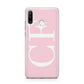 Personalised Pink White Side Initials Huawei P30 Lite Phone Case