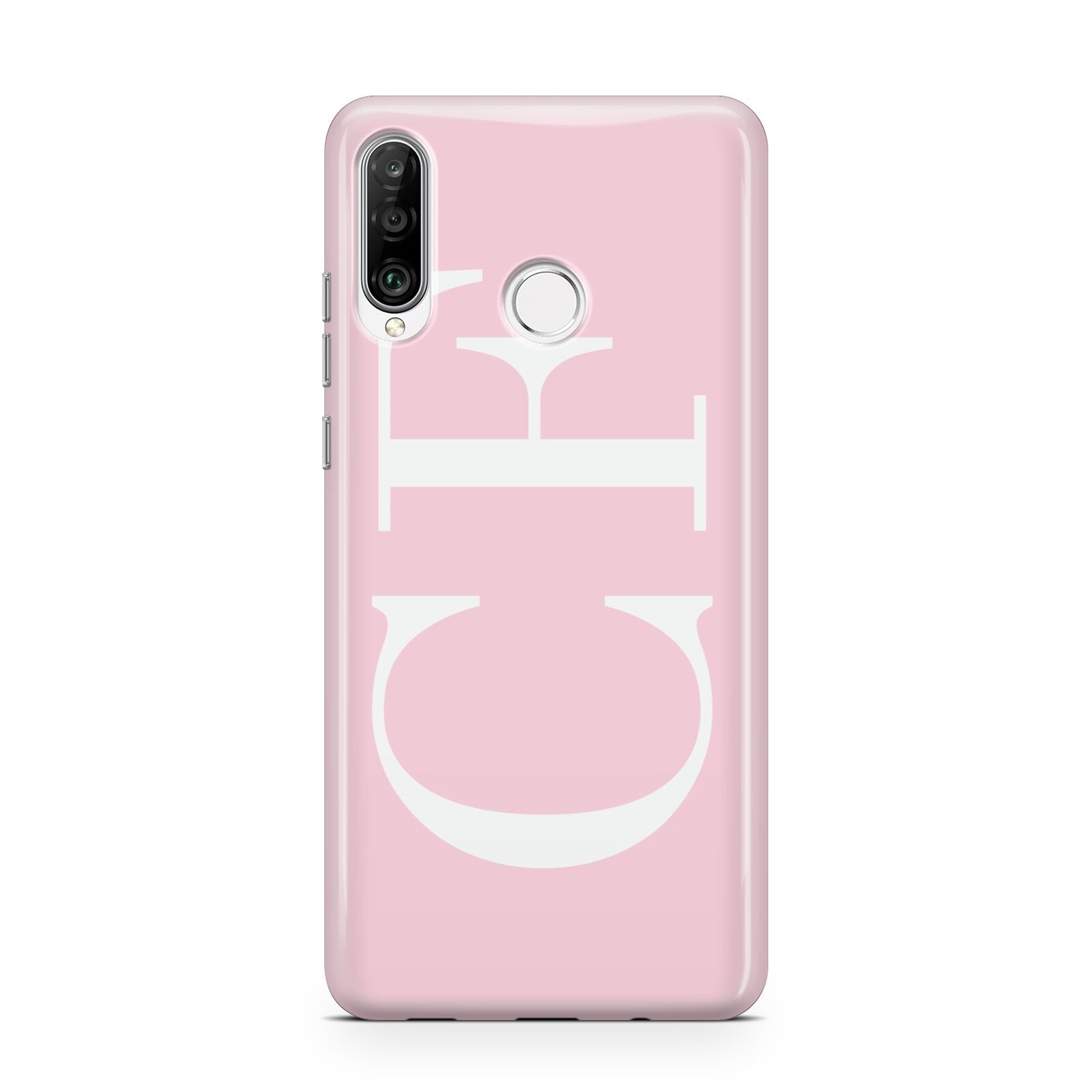Personalised Pink White Side Initials Huawei P30 Lite Phone Case
