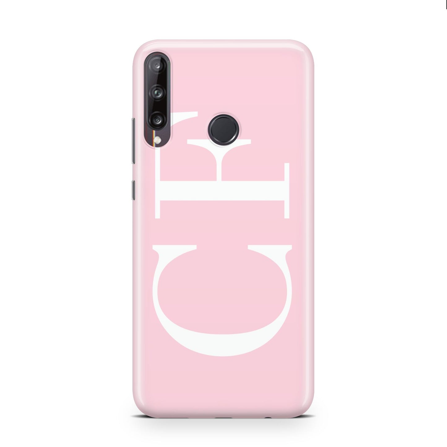 Personalised Pink White Side Initials Huawei P40 Lite E Phone Case