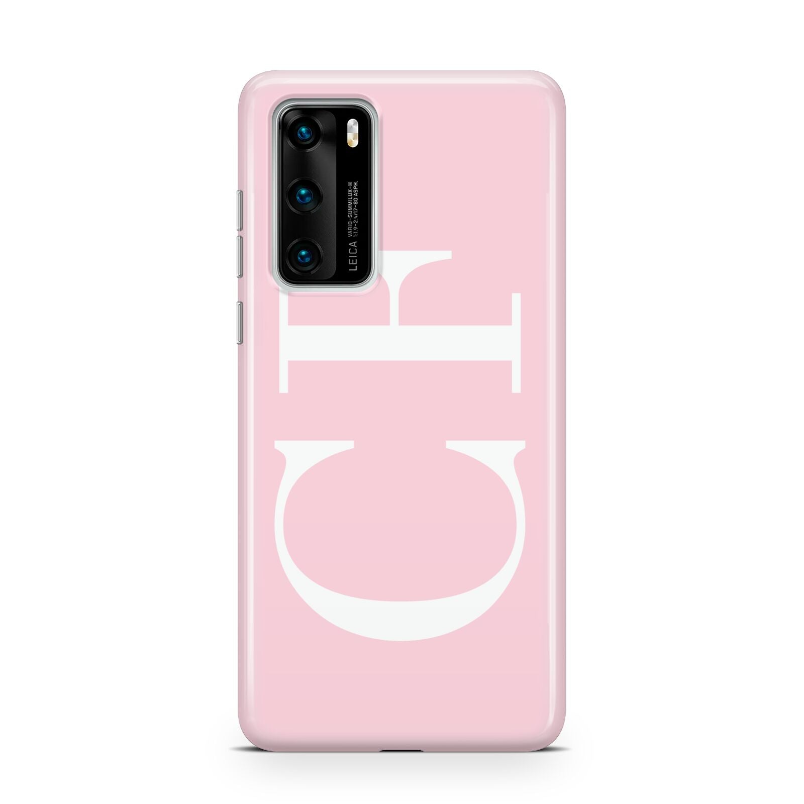 Personalised Pink White Side Initials Huawei P40 Phone Case