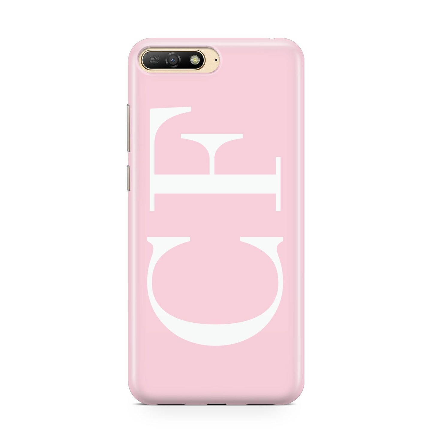 Personalised Pink White Side Initials Huawei Y6 2018