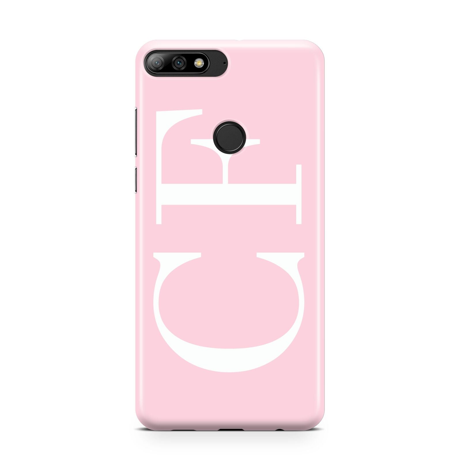 Personalised Pink White Side Initials Huawei Y7 2018