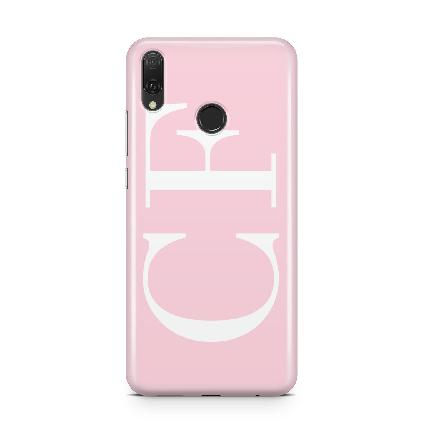 Personalised Pink White Side Initials Huawei Y9 2019