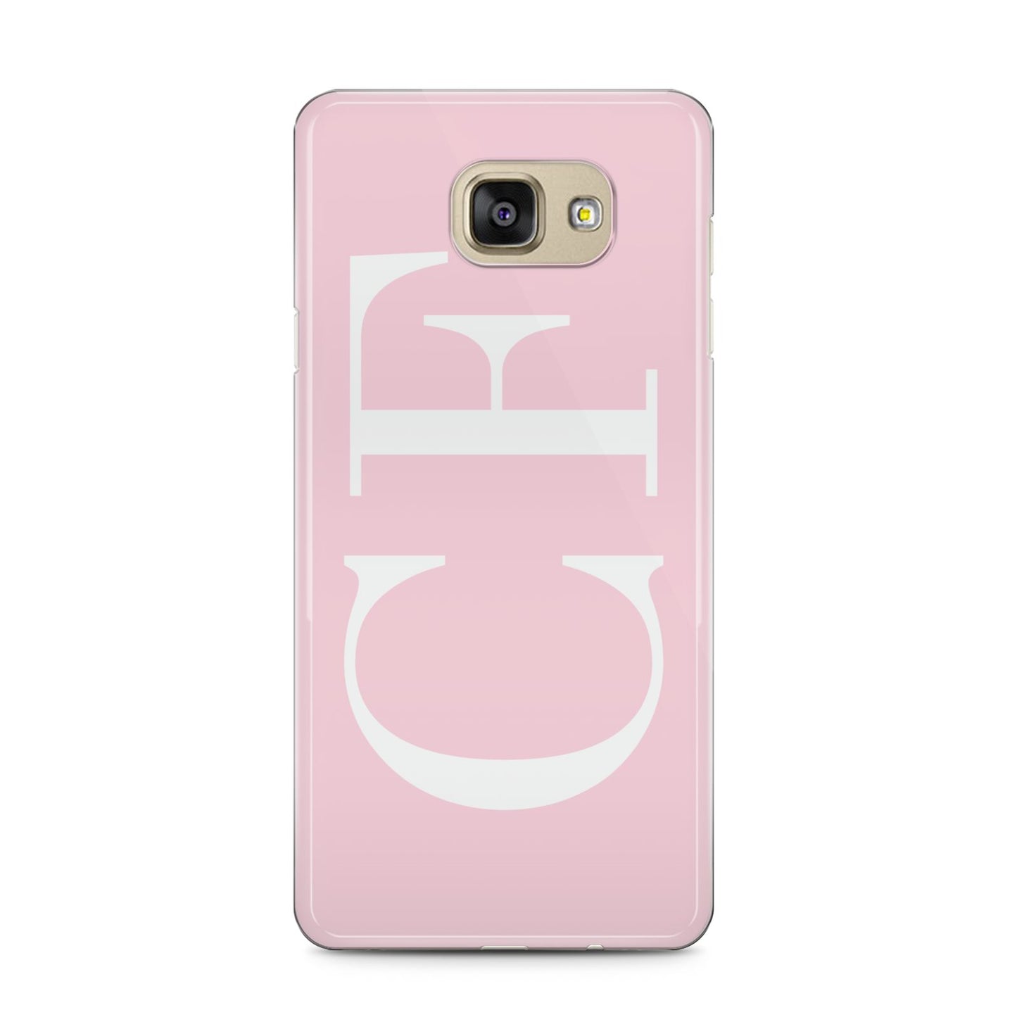 Personalised Pink White Side Initials Samsung Galaxy A5 2016 Case on gold phone